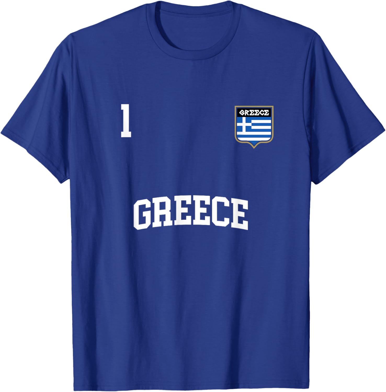 GREECE No. 1 Greek Flag Football Soccer Team Shirt T-Shirt - T-Shirt | Royal