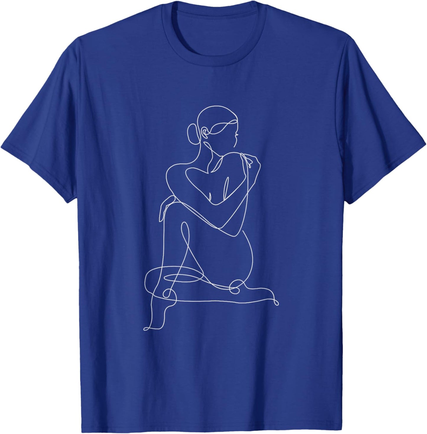Continuous Line Drawing Art Woman Body Abstract Minimalist T-Shirt - T-Shirt | Royal