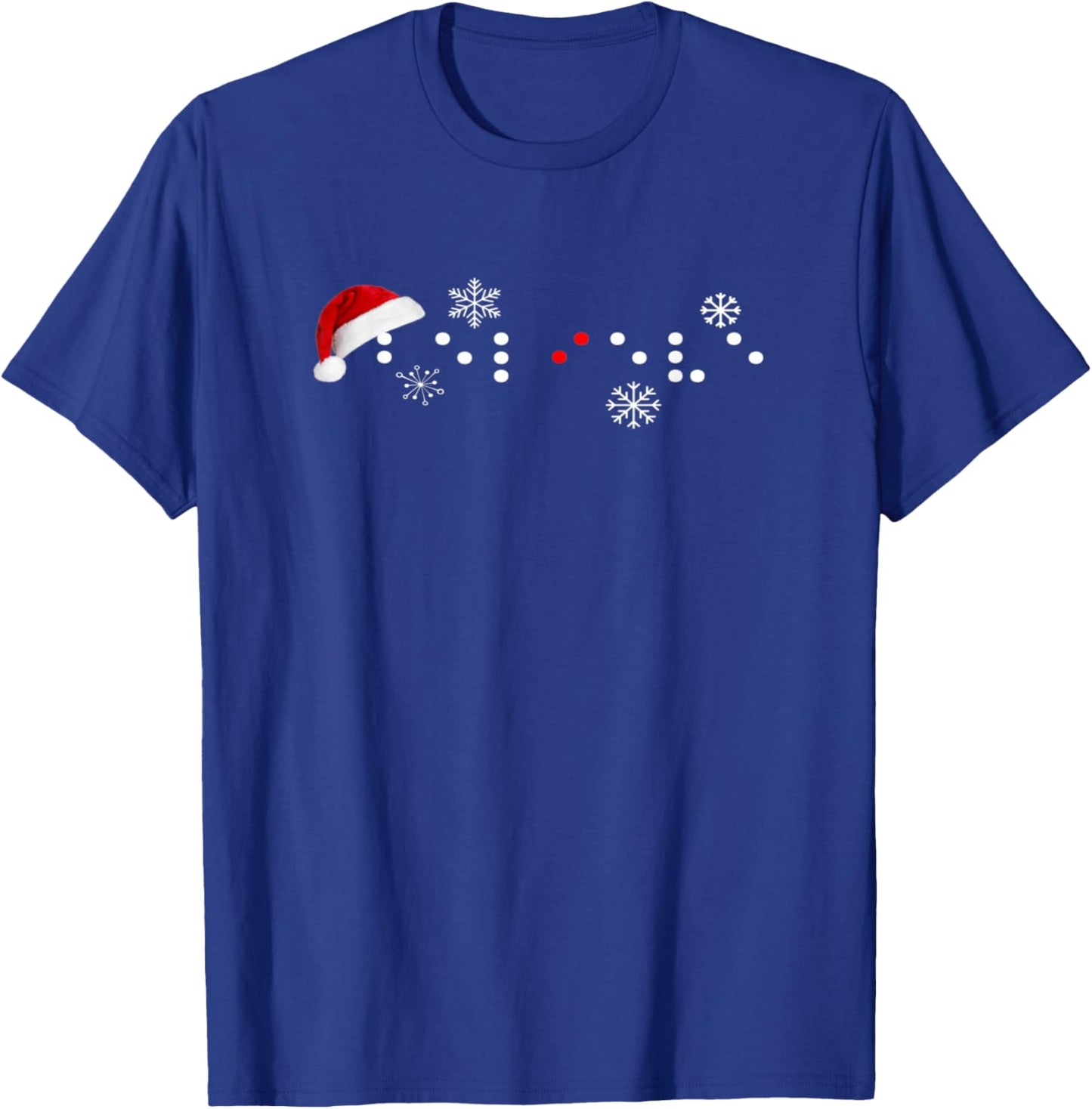 Believe In Braille Christmas Santa Hat Visually Impaired T-Shirt - T-Shirt | Royal