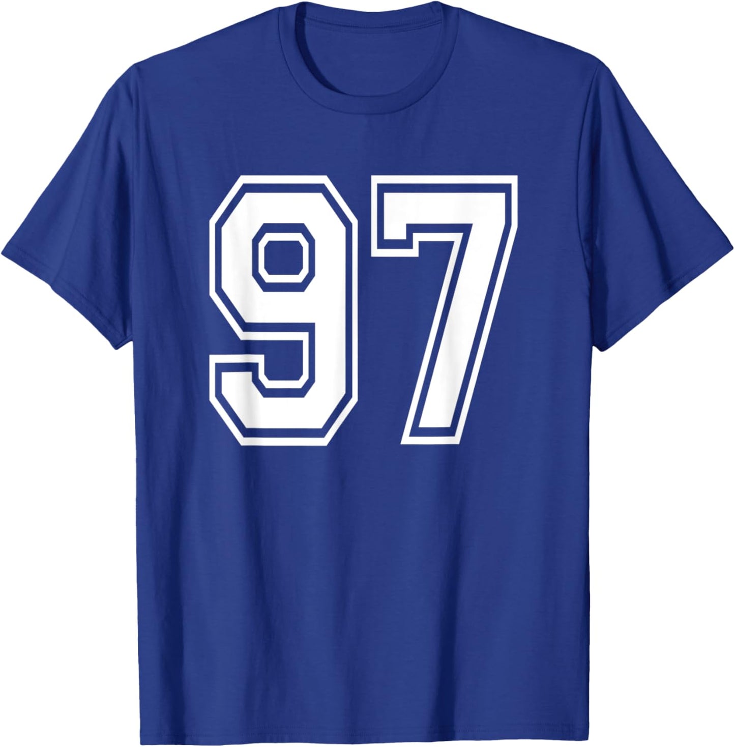 Number 97 Numbered Uniform Sports Jersey Team 97th Birthday T-Shirt - T-Shirt | Royal