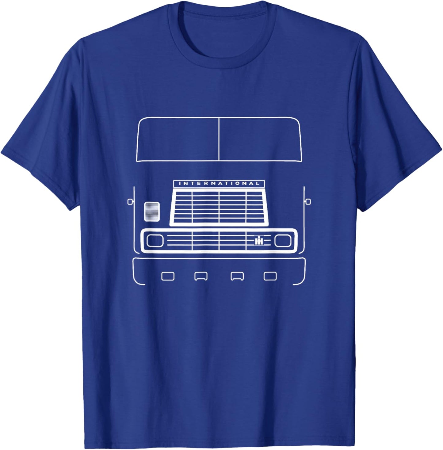International Harvester vintage big rig truck white outline T-Shirt - T-Shirt | Royal