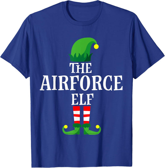 Airforce Elf Military Men Apparel, Christmas Army Matching T-Shirt - T-Shirt | Royal