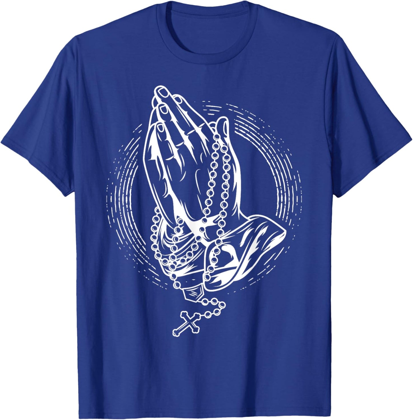Praying hands with rose and rosary T-Shirt - T-Shirt | Royal