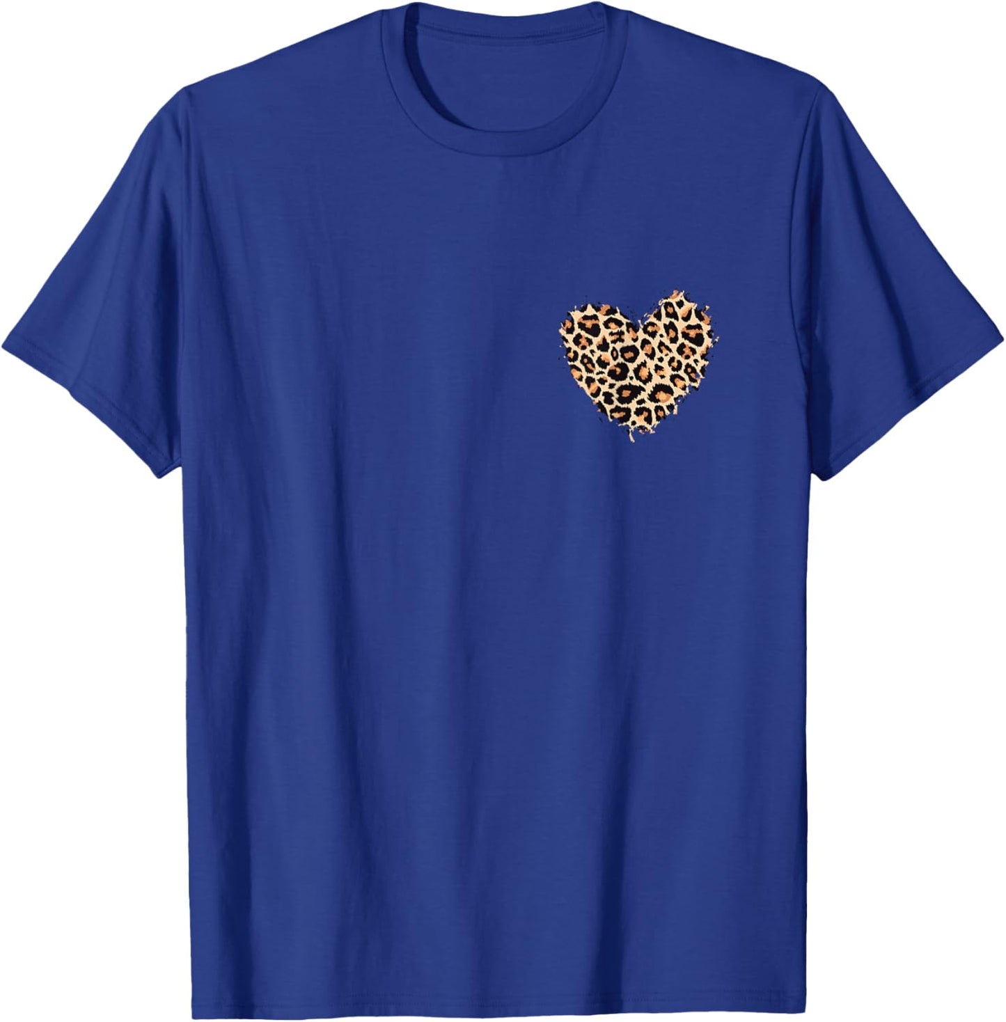 Leopard Heart Animal Leopard Cheetah Print Heart Pocket T-Shirt - T-Shirt | Royal