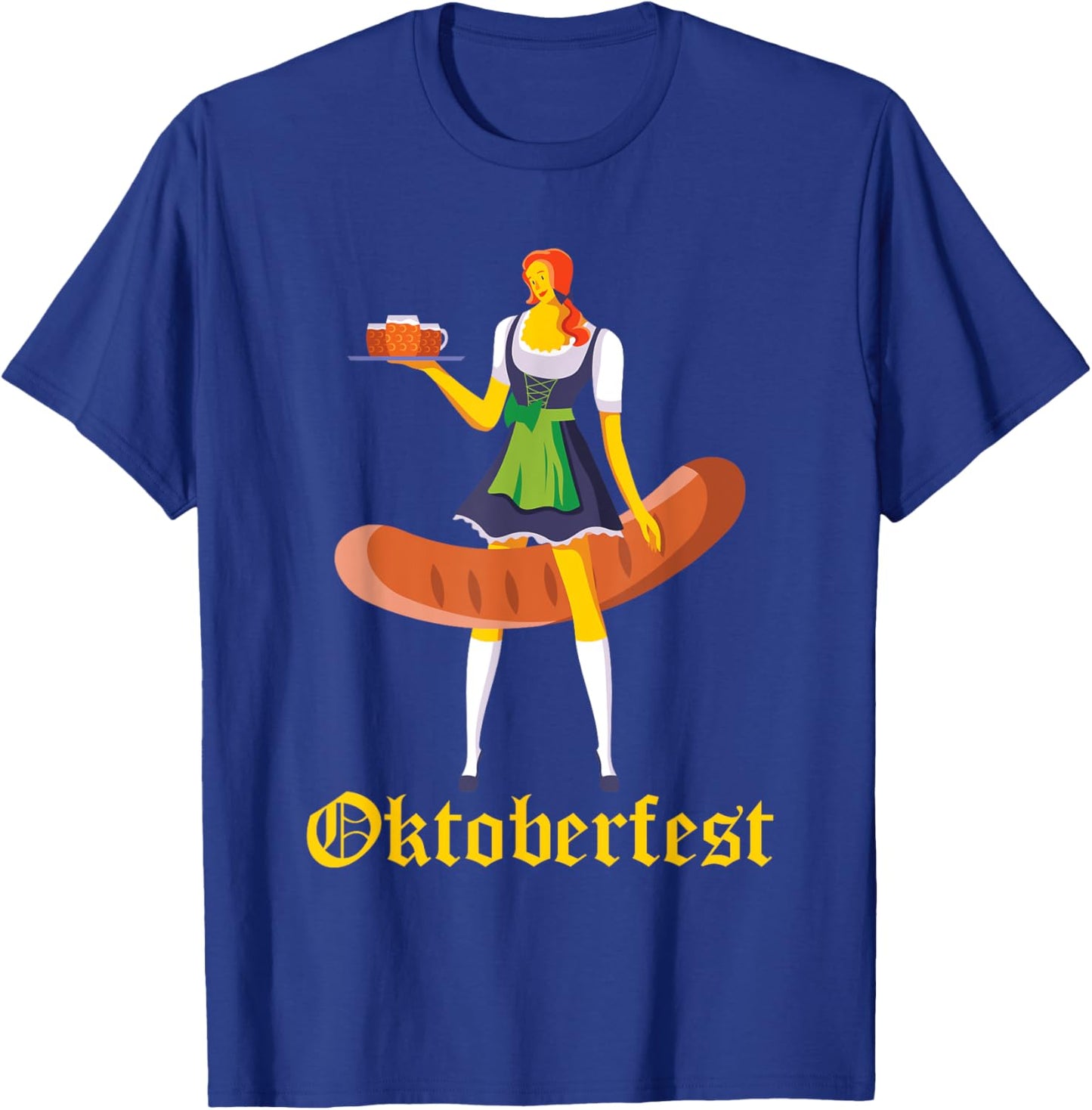 Barmaid Oktoberfest Funny German Woman Dirndl Bratwurst T-Shirt - T-Shirt | Royal