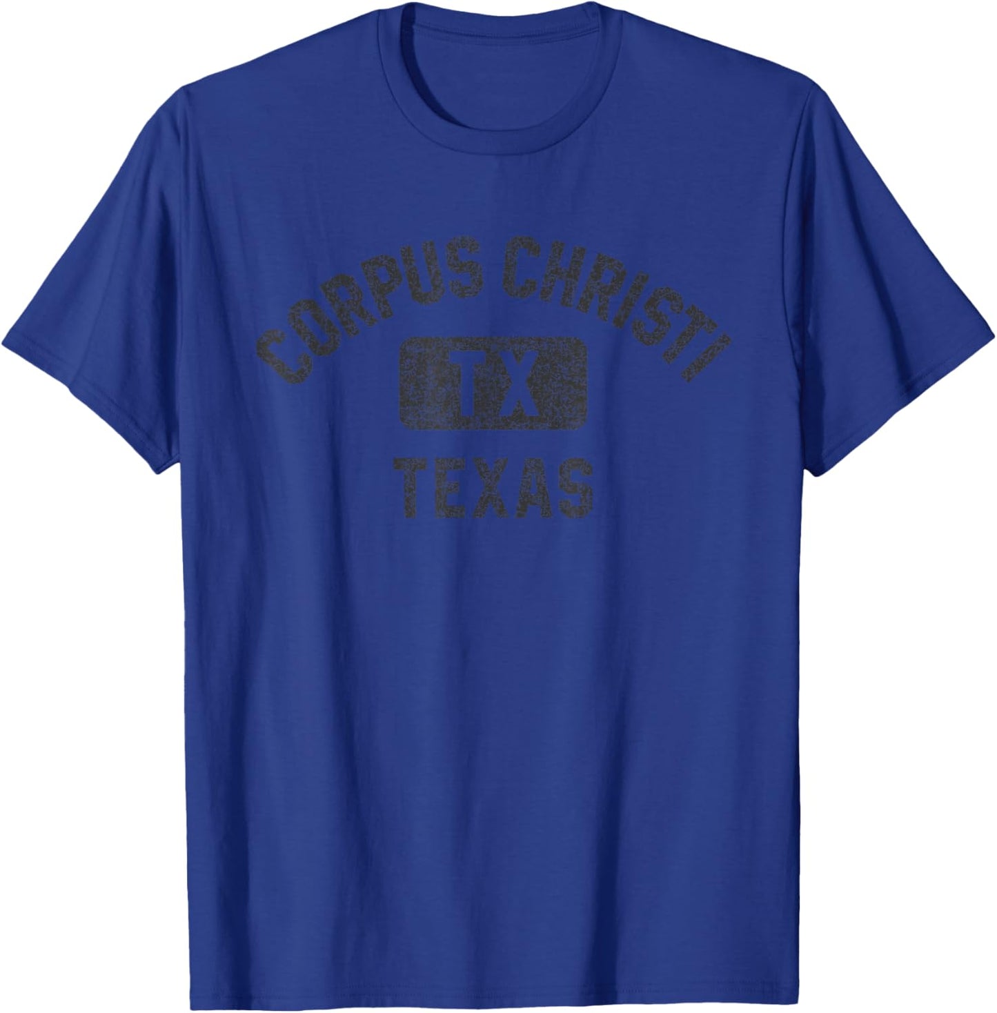 Corpus Christi Texas Gym Style Distressed Black Print T-Shirt - T-Shirt | Royal
