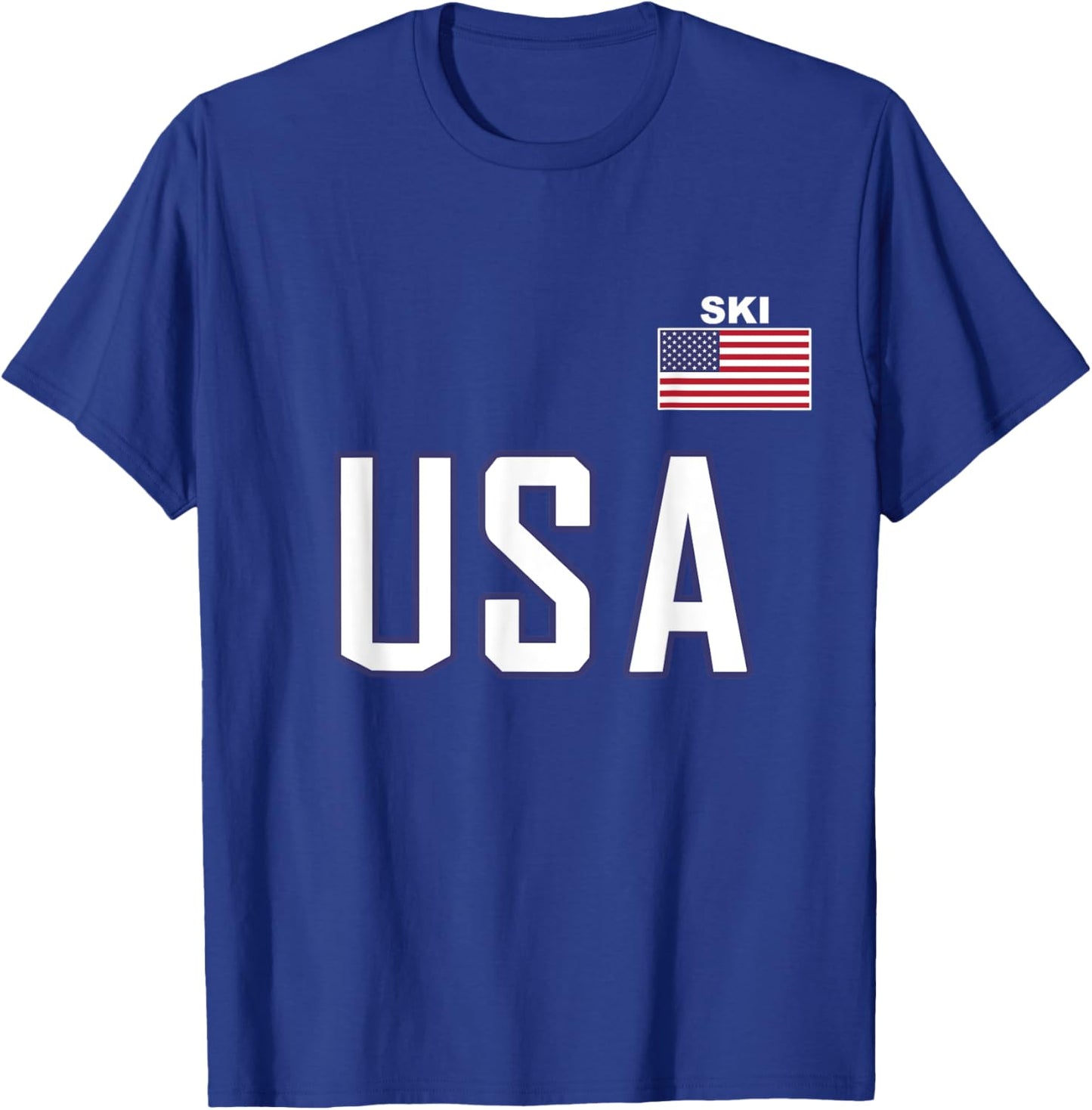USA Flag Skiing Team Cool Ski Equipment for Skier Men Women T-Shirt - T-Shirt | Royal