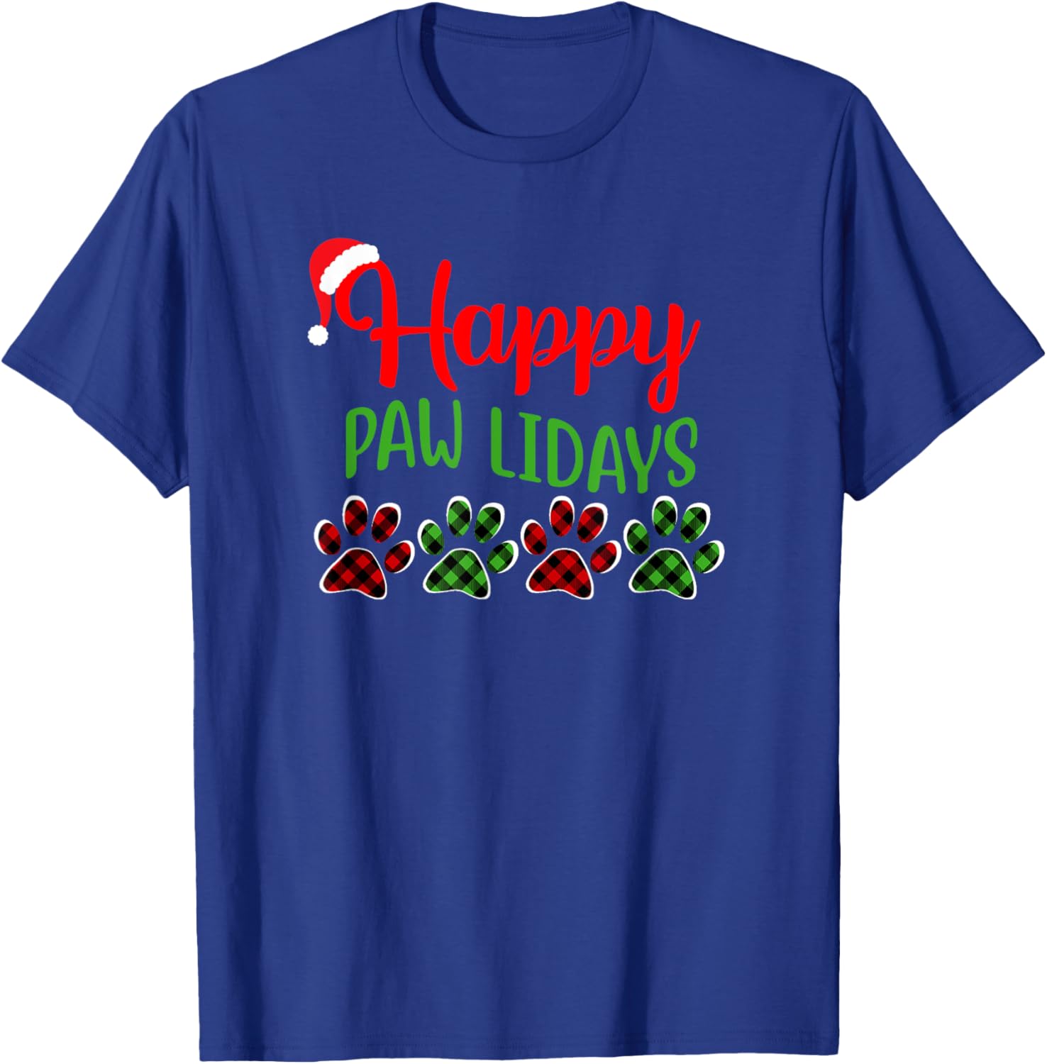 Dog Dad Mom Happy Pawlidays Merry Christmas Holidays Men Women T-Shirt - T-Shirt | Royal