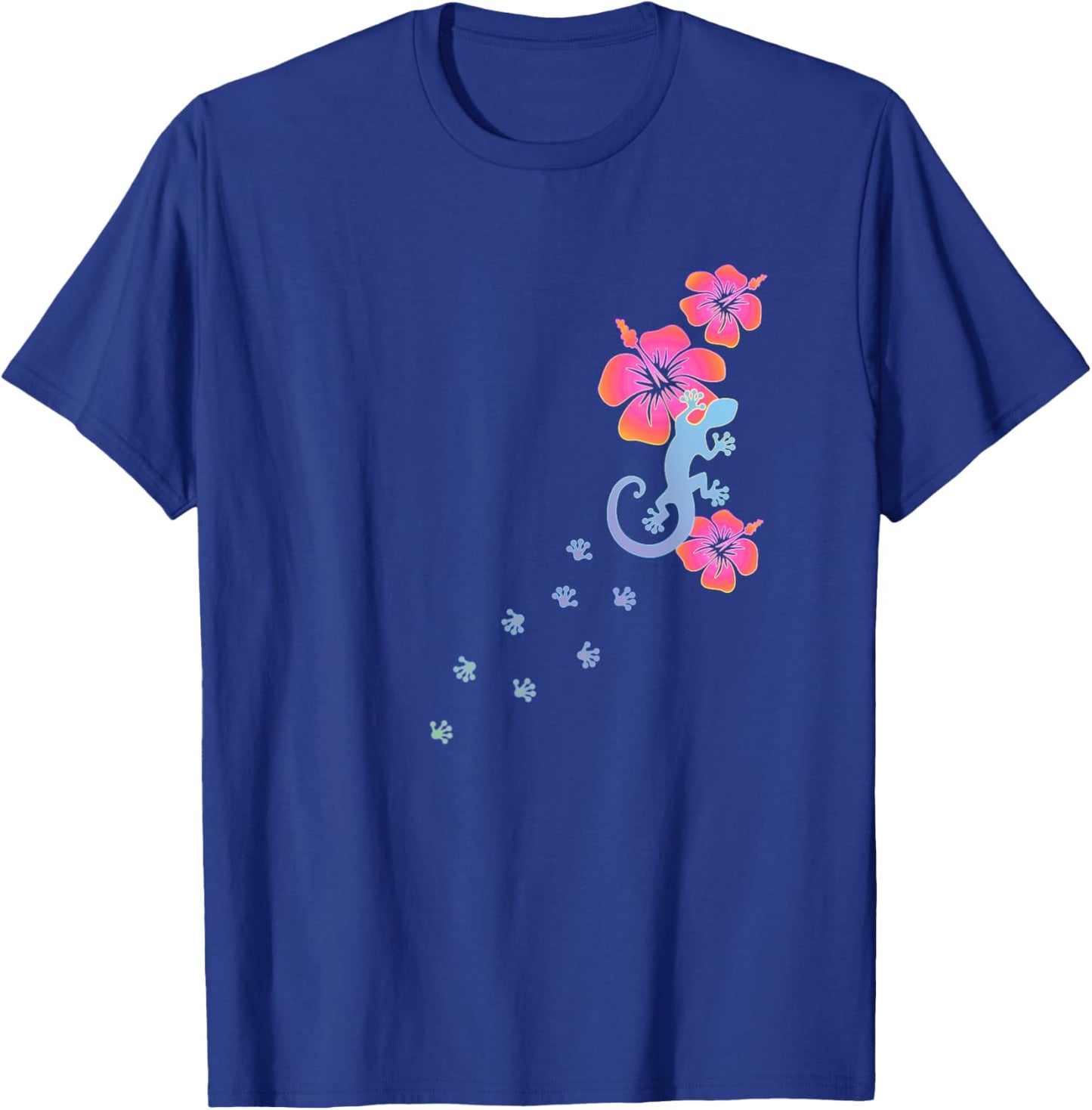 Gecko Lucky Charm Lizard Salamander Aloha Hawaii Colourful T-Shirt - T-Shirt | Royal