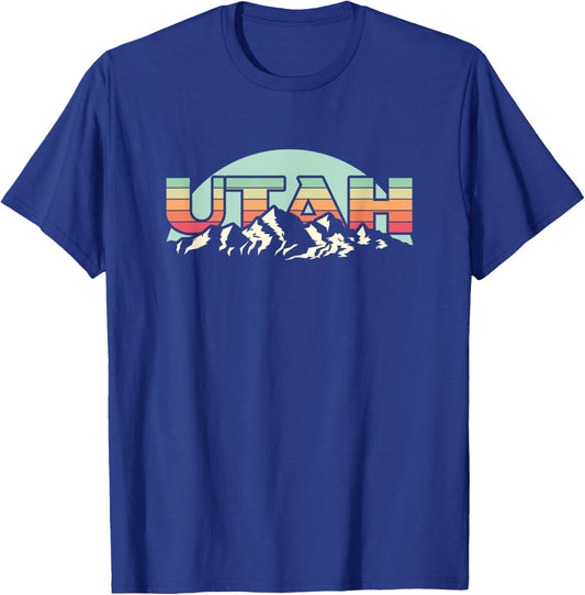 American State Utah - Vintage Mountain Nature Hiking T-Shirt - T-Shirt | Royal