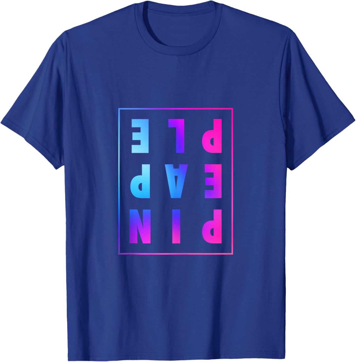 Retro Upside Down Pineapple Swinger Pastel Text Grid T-Shirt - T-Shirt | Royal
