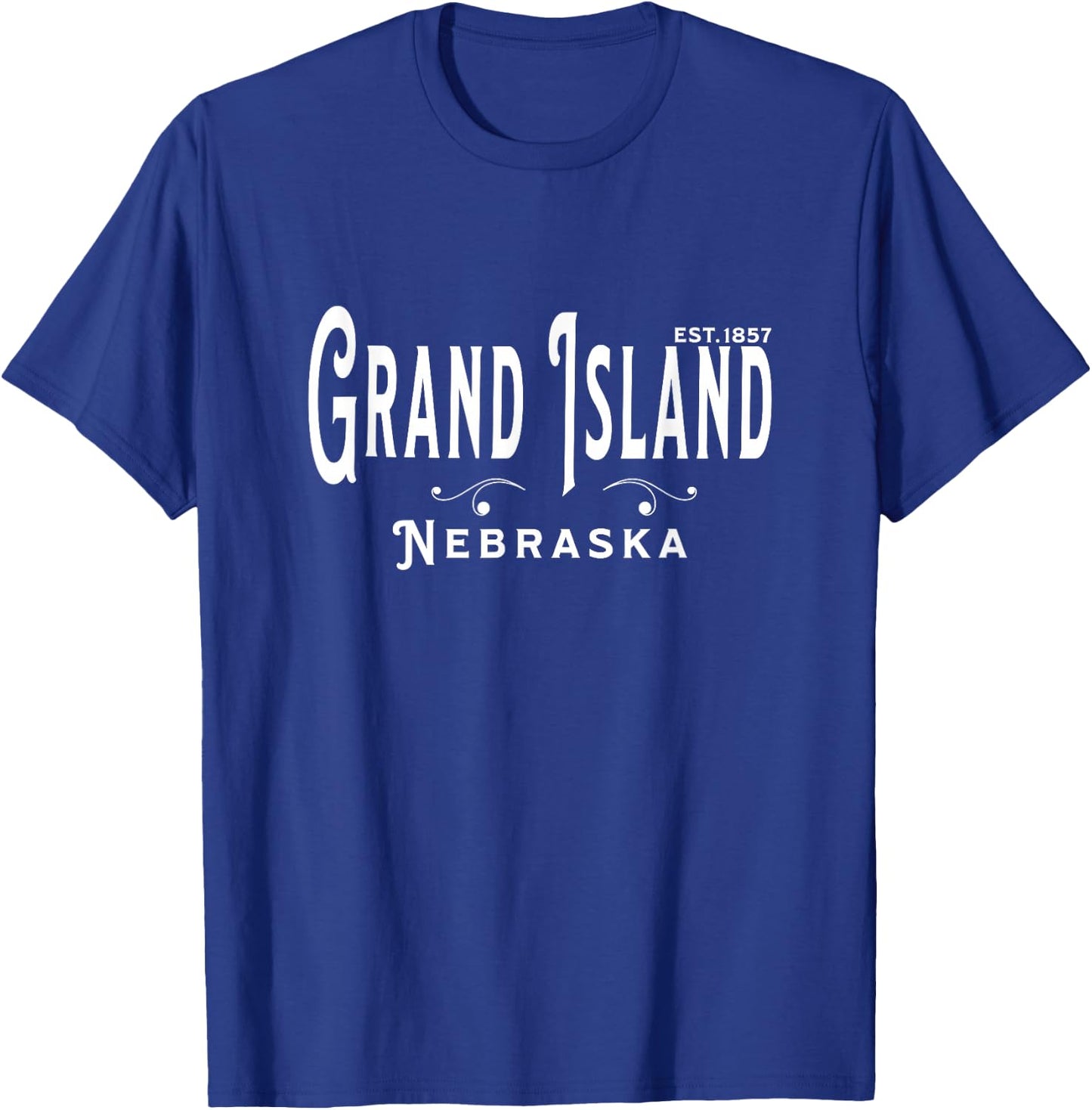 White Text Vintage Souvenir Visit Grand Island Nebraska T-Shirt - T-Shirt | Royal