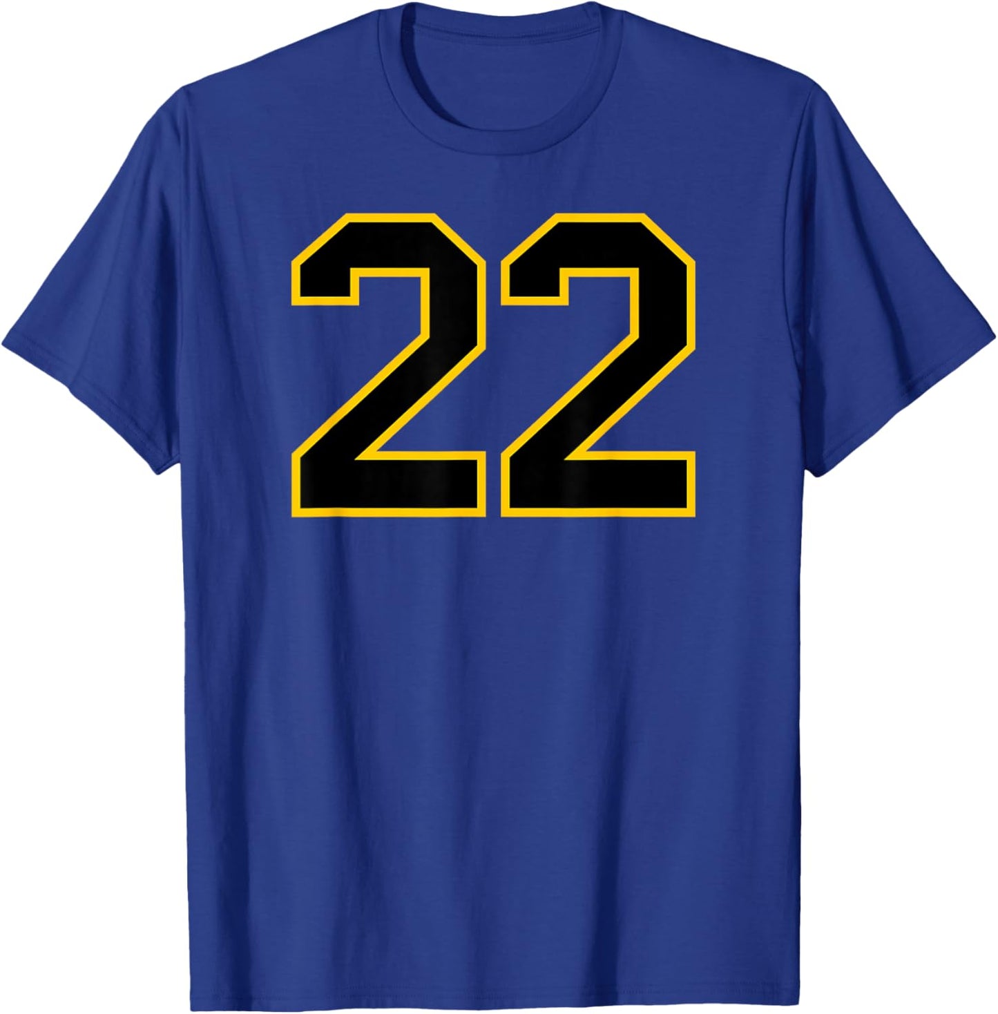 Number #22 Sports Team Yellow Black Varsity Number T-Shirt - T-Shirt | Royal