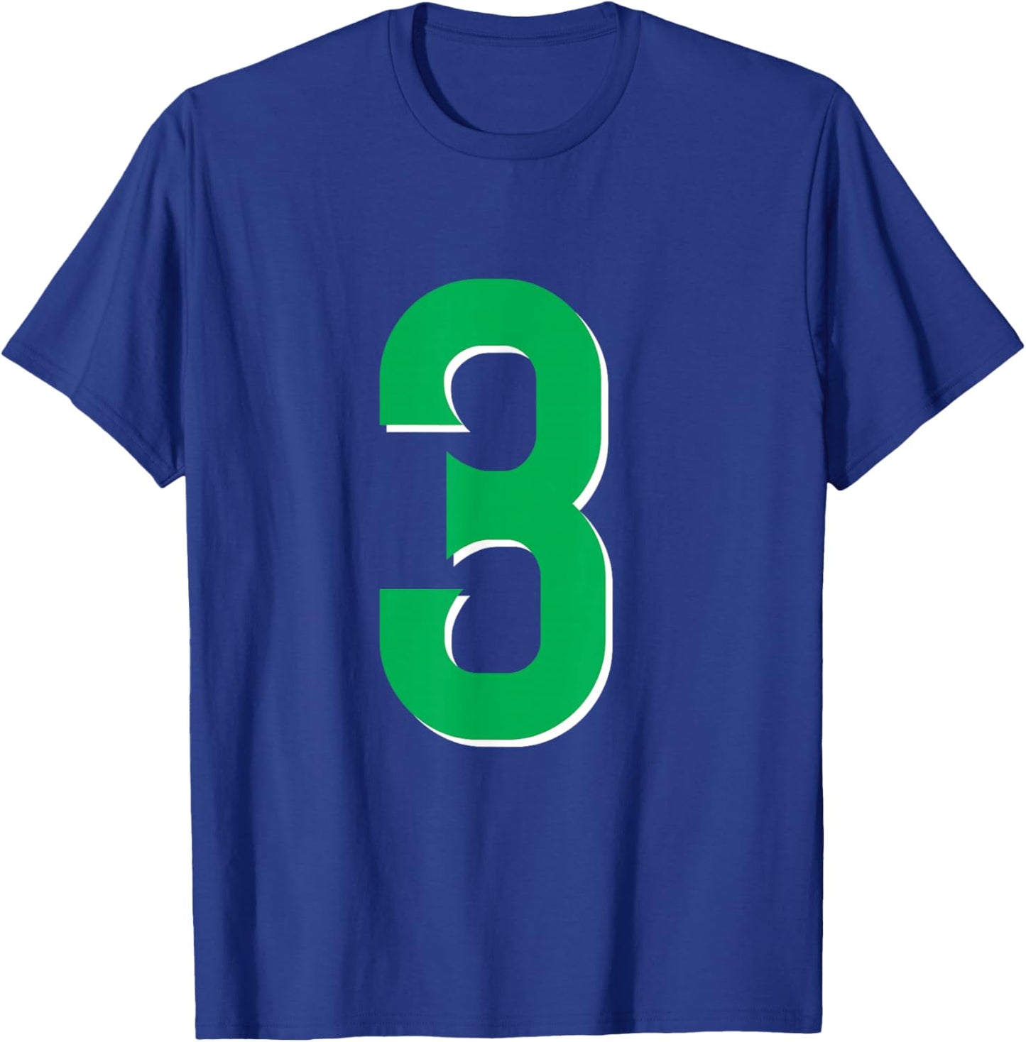 #3 Jersey Uniform Varsity Sports Green Number, Third 3rd T-Shirt - T-Shirt | Royal