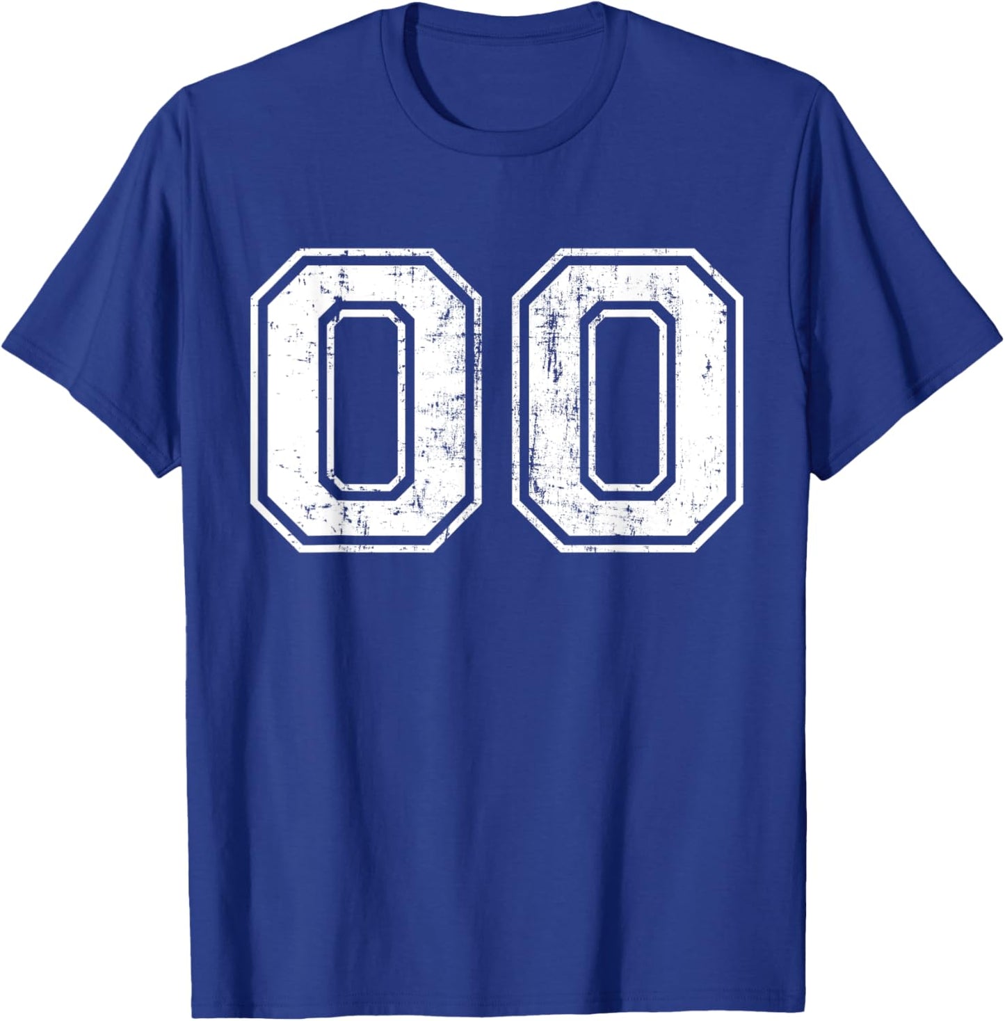 Number 00 Distressed Vintage Sports Training Practice Team T-Shirt - T-Shirt | Royal