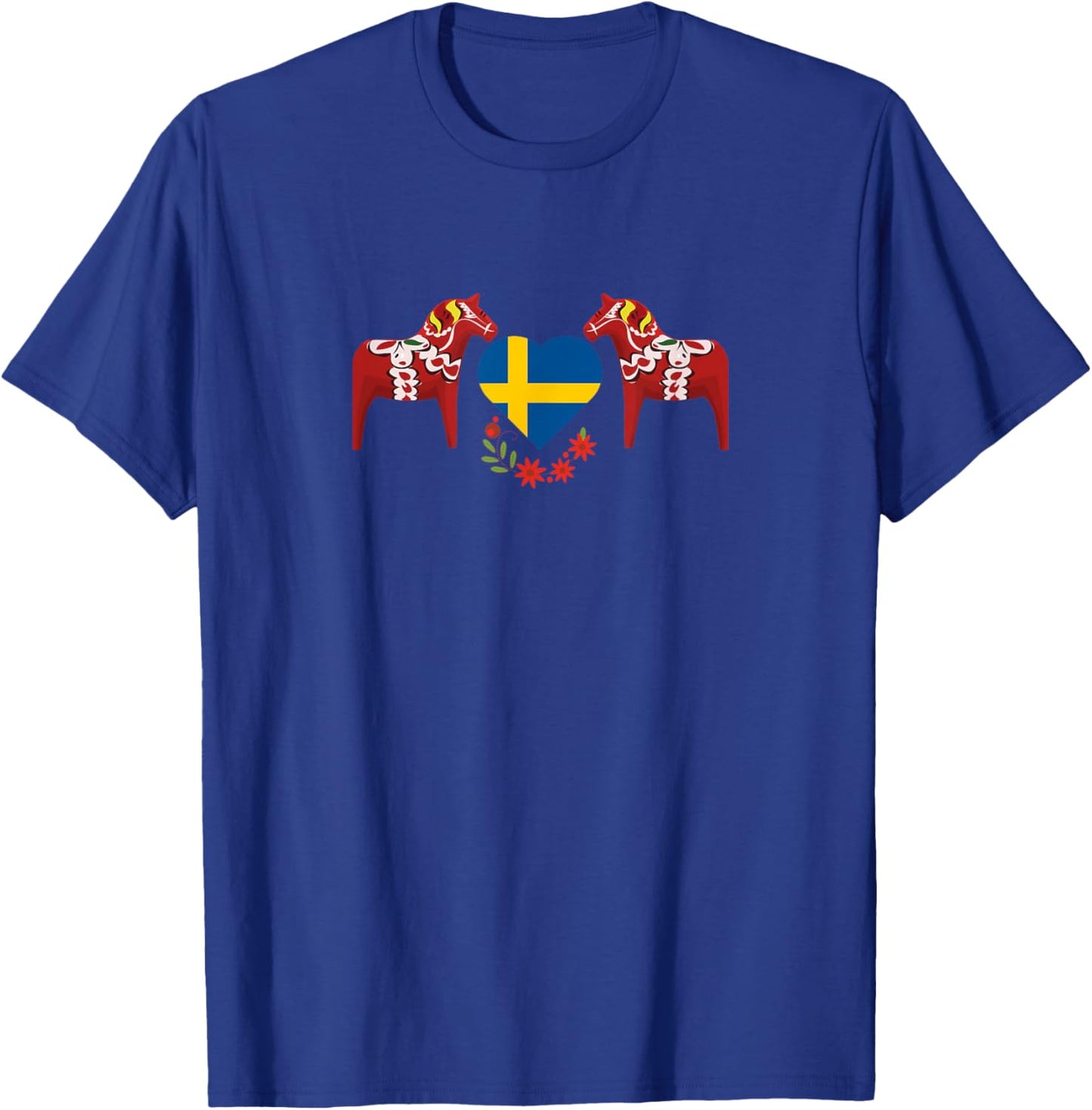 Sweden Flag Heart Swedish dala Horses T-Shirt - T-Shirt | Royal