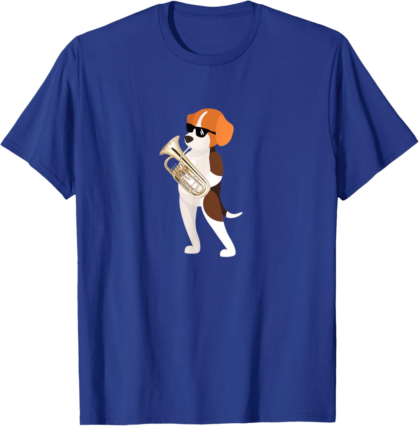 Funny Dog Wearing Sunglasses Playing Euphonium Beagle T-Shirt - T-Shirt | Royal
