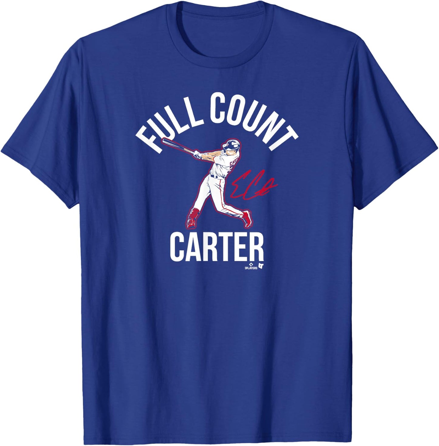 Evan Carter - Full Count Carter - Texas Baseball T-Shirt - T-Shirt | Royal