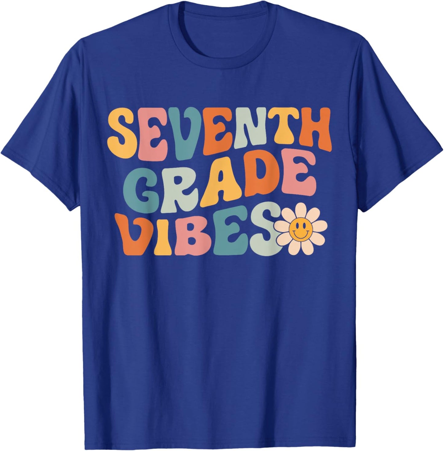 Seventh Grade Vibes - 7th Grade Team Retro 1st Day of School T-Shirt - T-Shirt | Royal