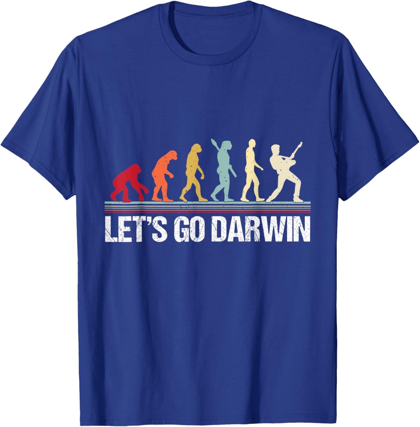 Lets Go Darwin, Funny Guitarist Evolution, Let's Go Darwin T-Shirt - T-Shirt | Royal