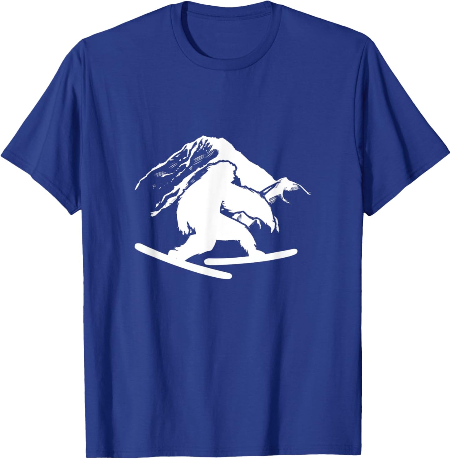 Skiing Bigfoot Mountain Sasquatch Ski Skier T-Shirt - T-Shirt | Royal