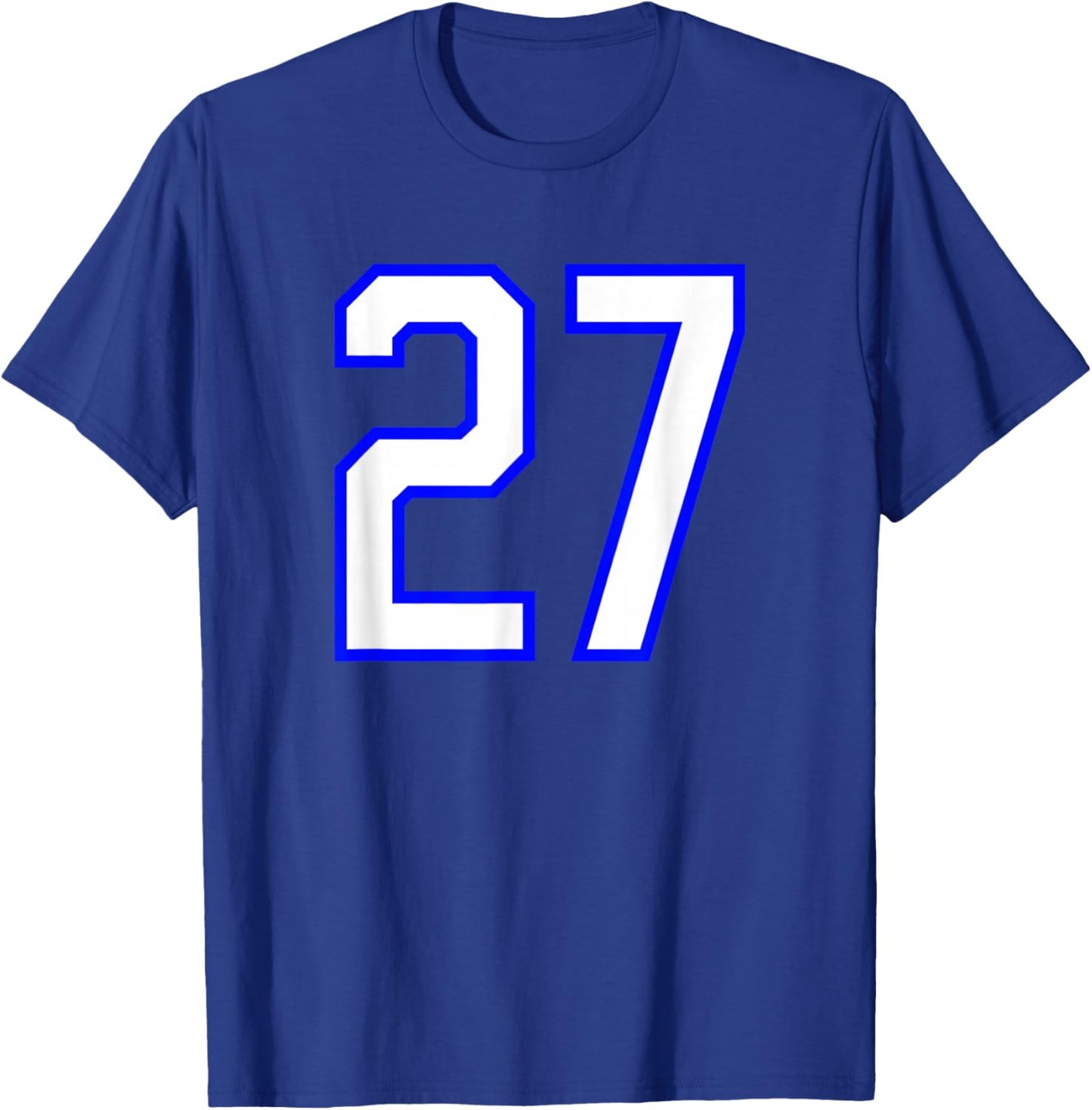 White Blue Sports Team Number #27 T-Shirt - T-Shirt | Royal
