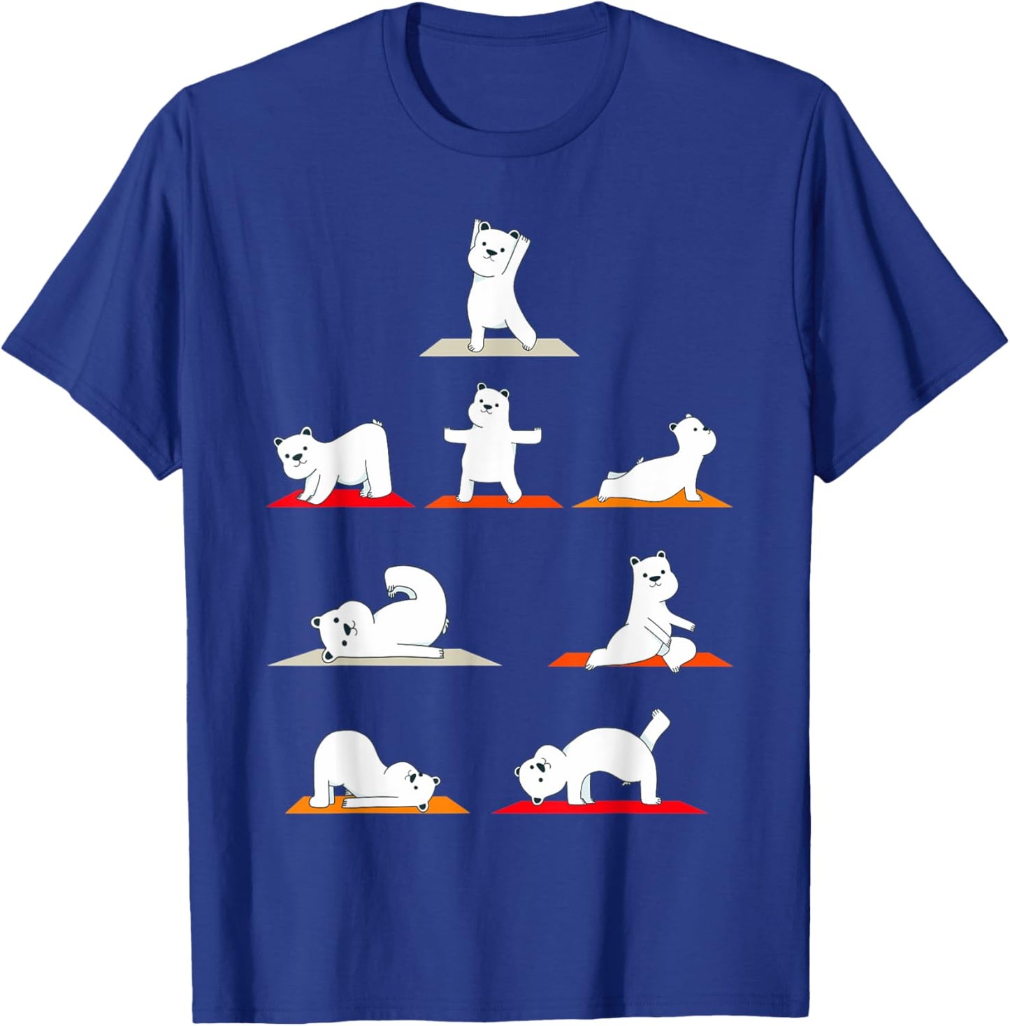 Polar Bear Yoga Poses Streching Polar Bears Meditation T-Shirt - T-Shirt | Royal