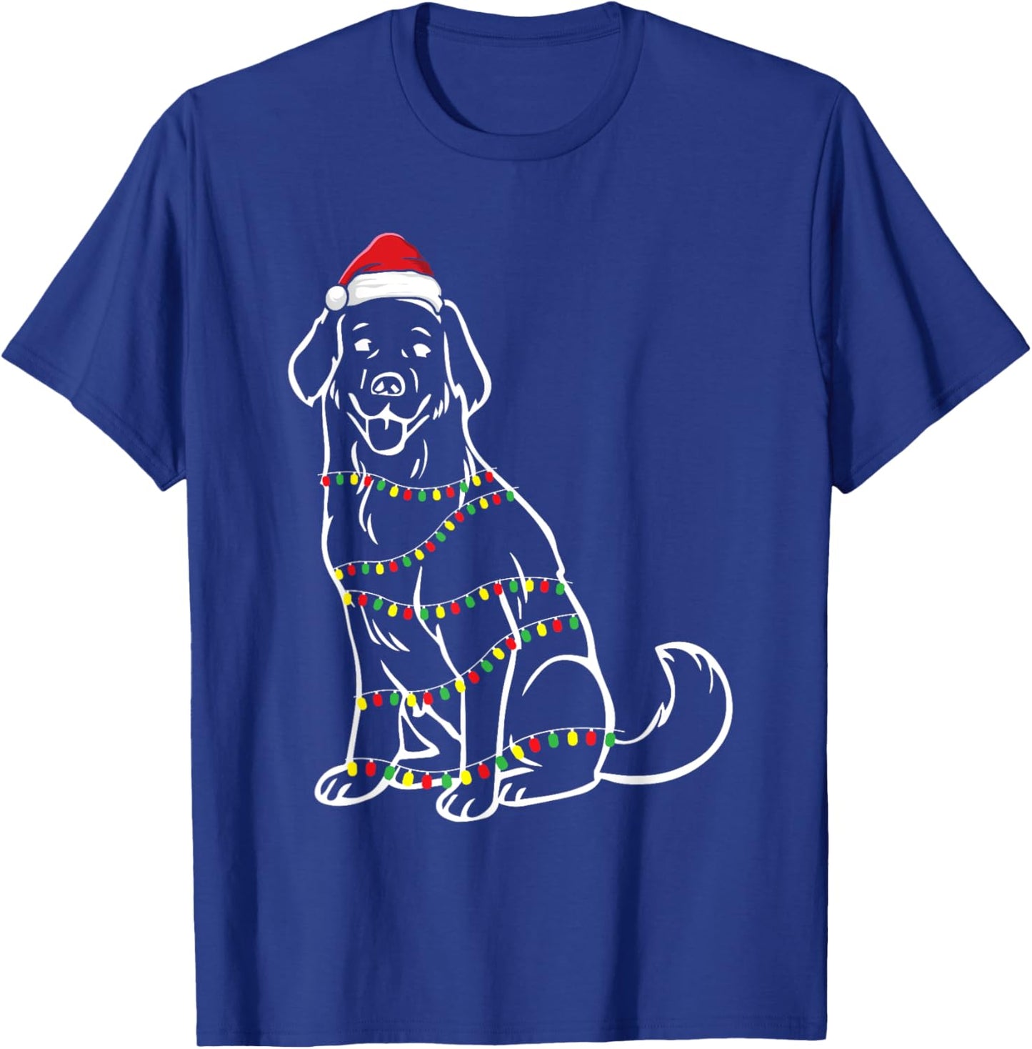 Golden Retriever Christmas Tree Lights X-Mas Cute Dog Puppy Women Kids T-Shirt - T-Shirt | Royal