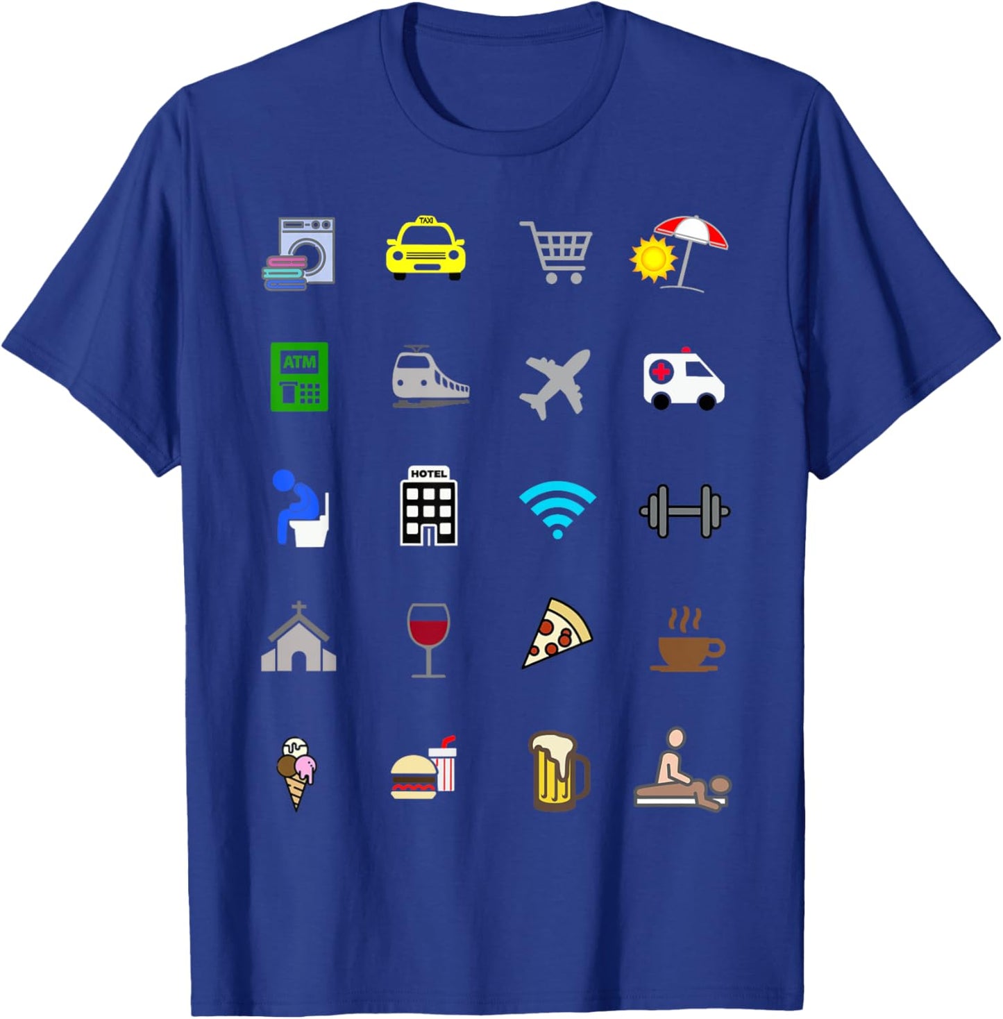 InGENIUS Tourism Translator Symbol Tourist Icons -Adults Black Small Modern Travel Icon Language Barrier Ico T-Shirt - T-Shirt | Royal