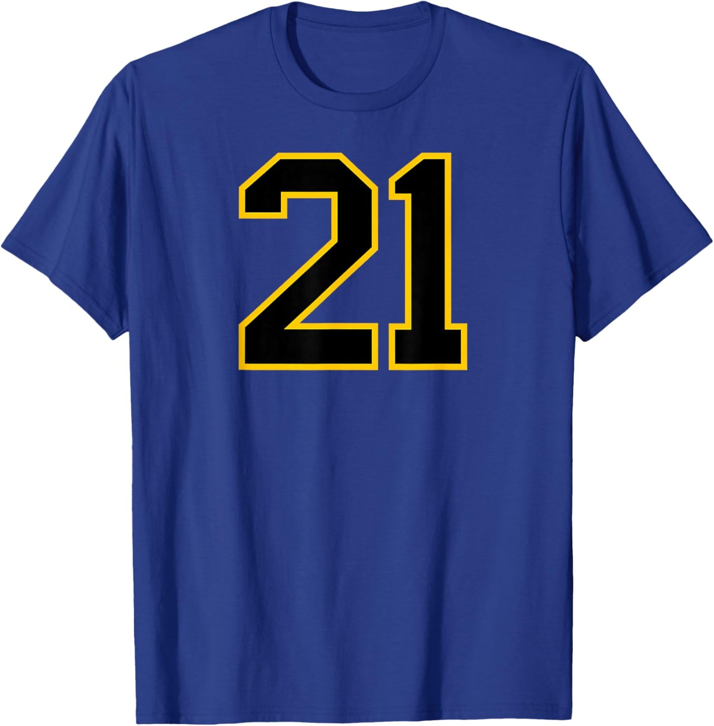 Yellow Black Sports Team Number #21 T-Shirt - T-Shirt | Royal