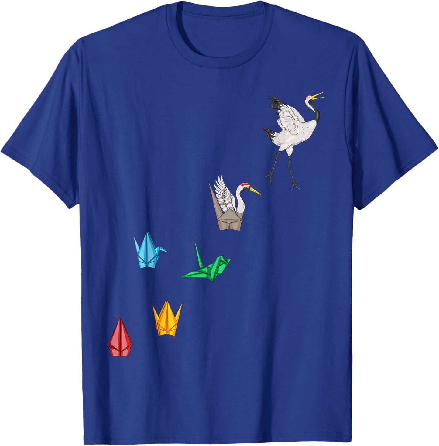 Origami Crane Shirt - Japanese Origami Paper Folding Crane T-Shirt - T-Shirt | Royal