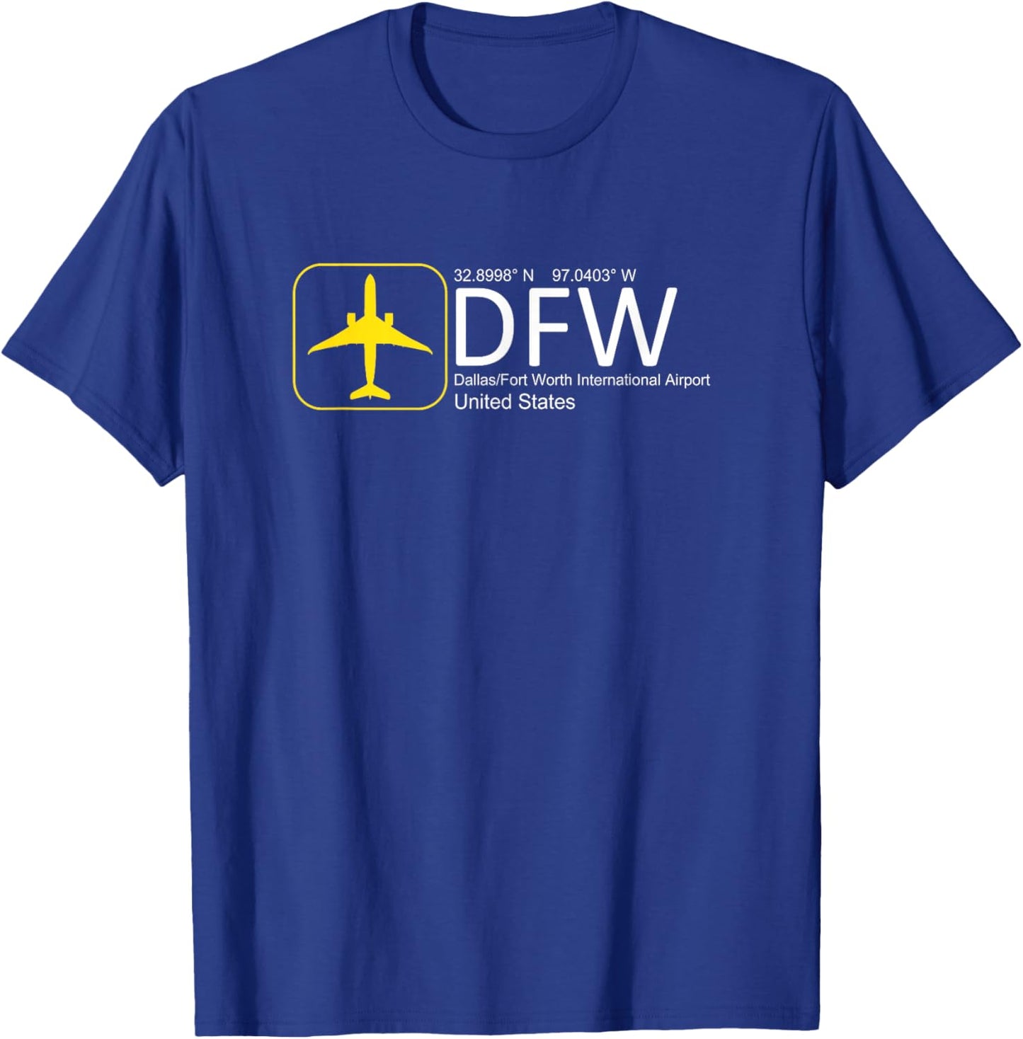 Dallas Fort Worth DFW Texas Airport Flight Aviation Graphic T-Shirt - T-Shirt | Royal