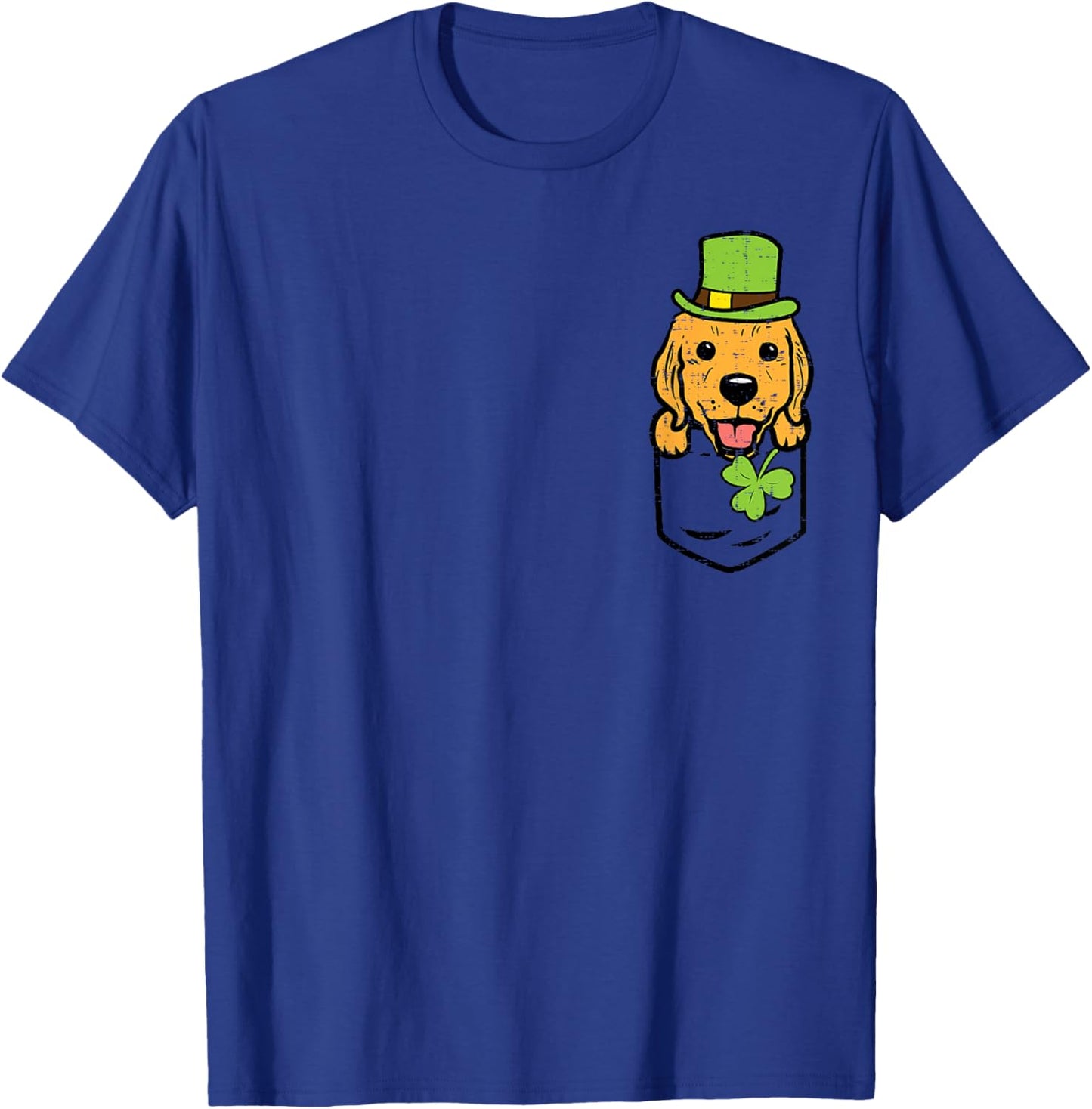 Irish Pocket Golden Retriever Saint Paddys St Patricks Day T-Shirt - T-Shirt | Royal