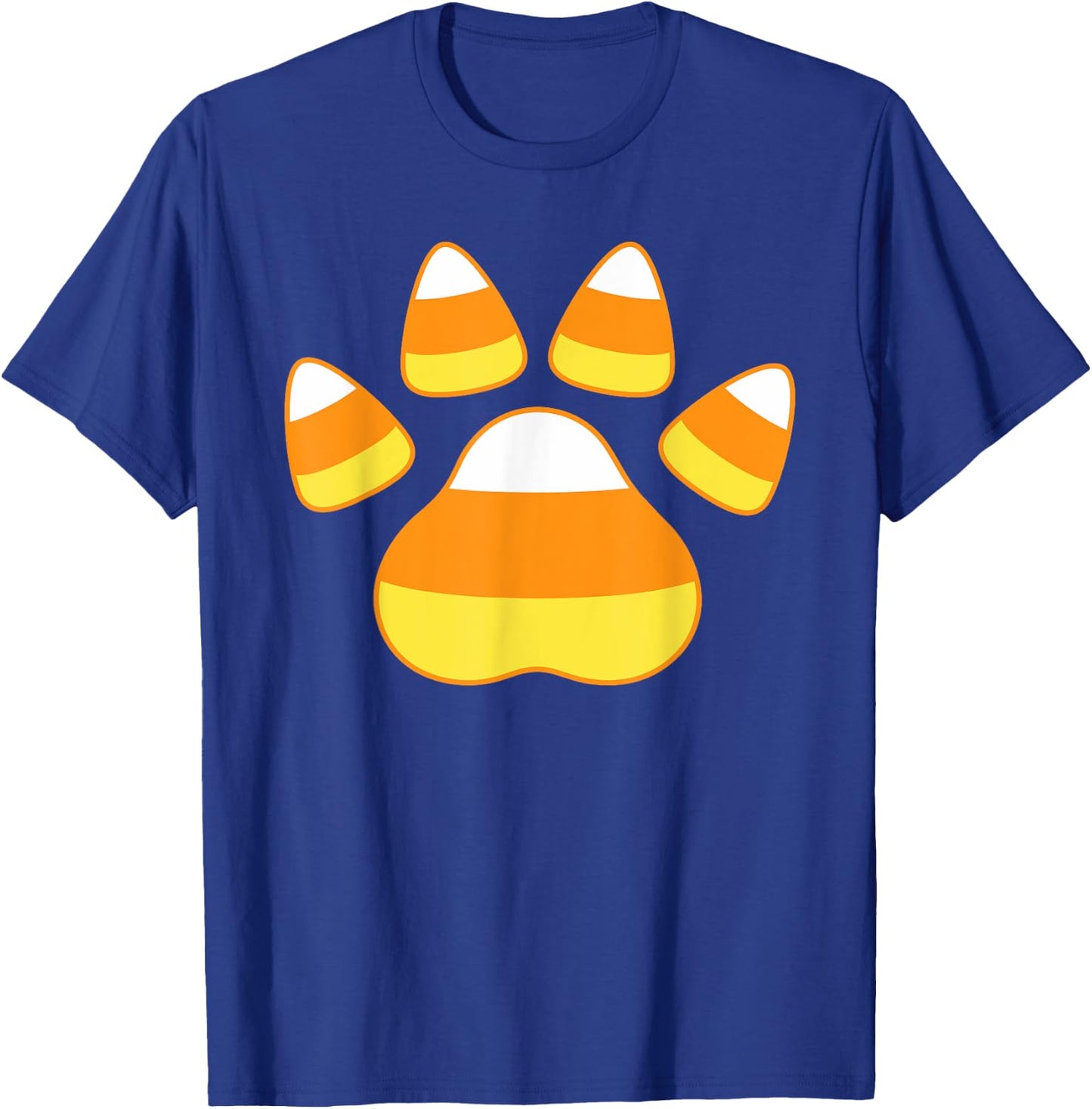 Paw Candy Corn Dog Cat Animal Funny Halloween Men Women Kids T-Shirt - T-Shirt | Royal