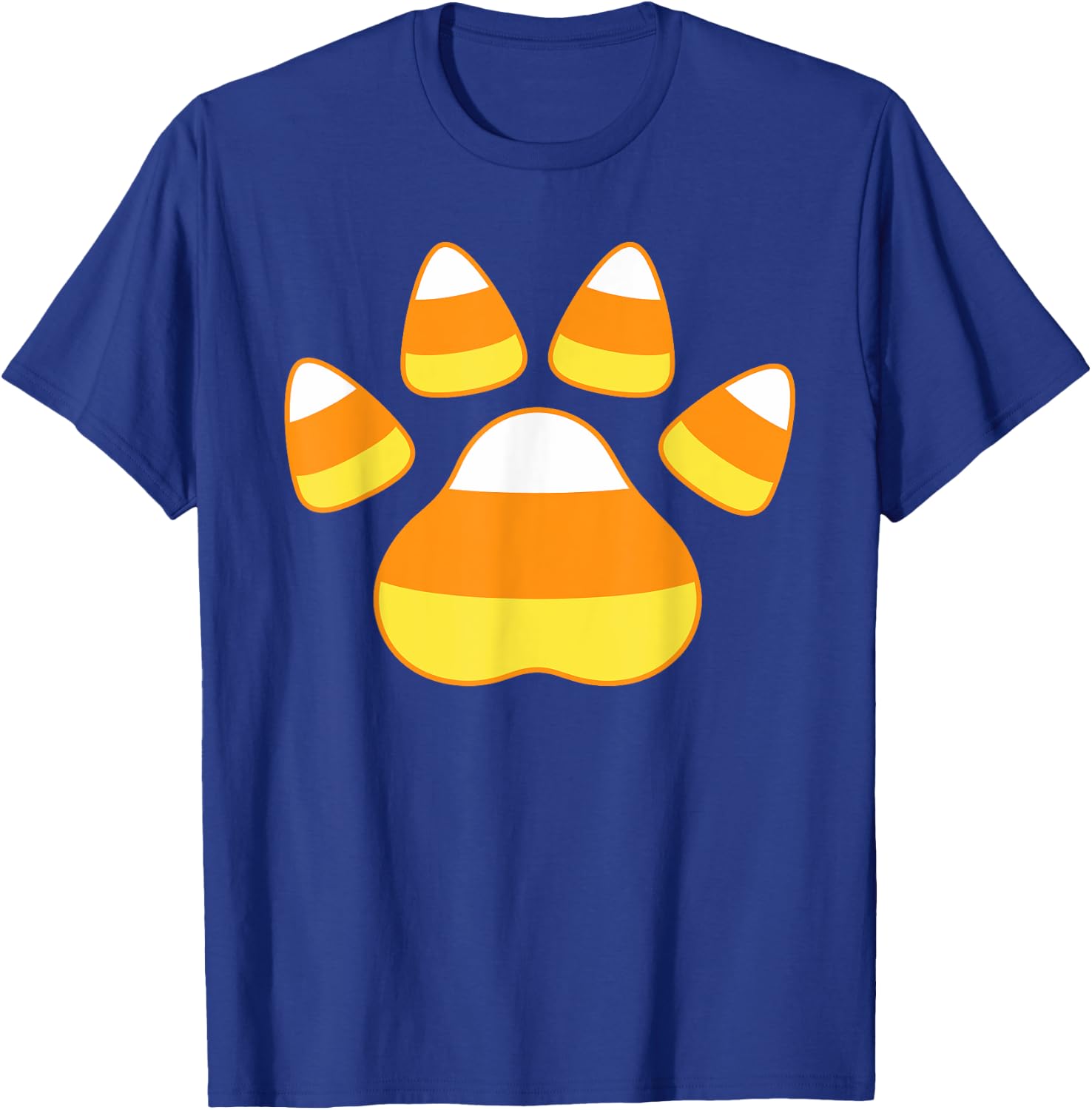 Paw Candy Corn Dog Cat Animal Funny Halloween Men Women Kids T-Shirt - T-Shirt | Royal