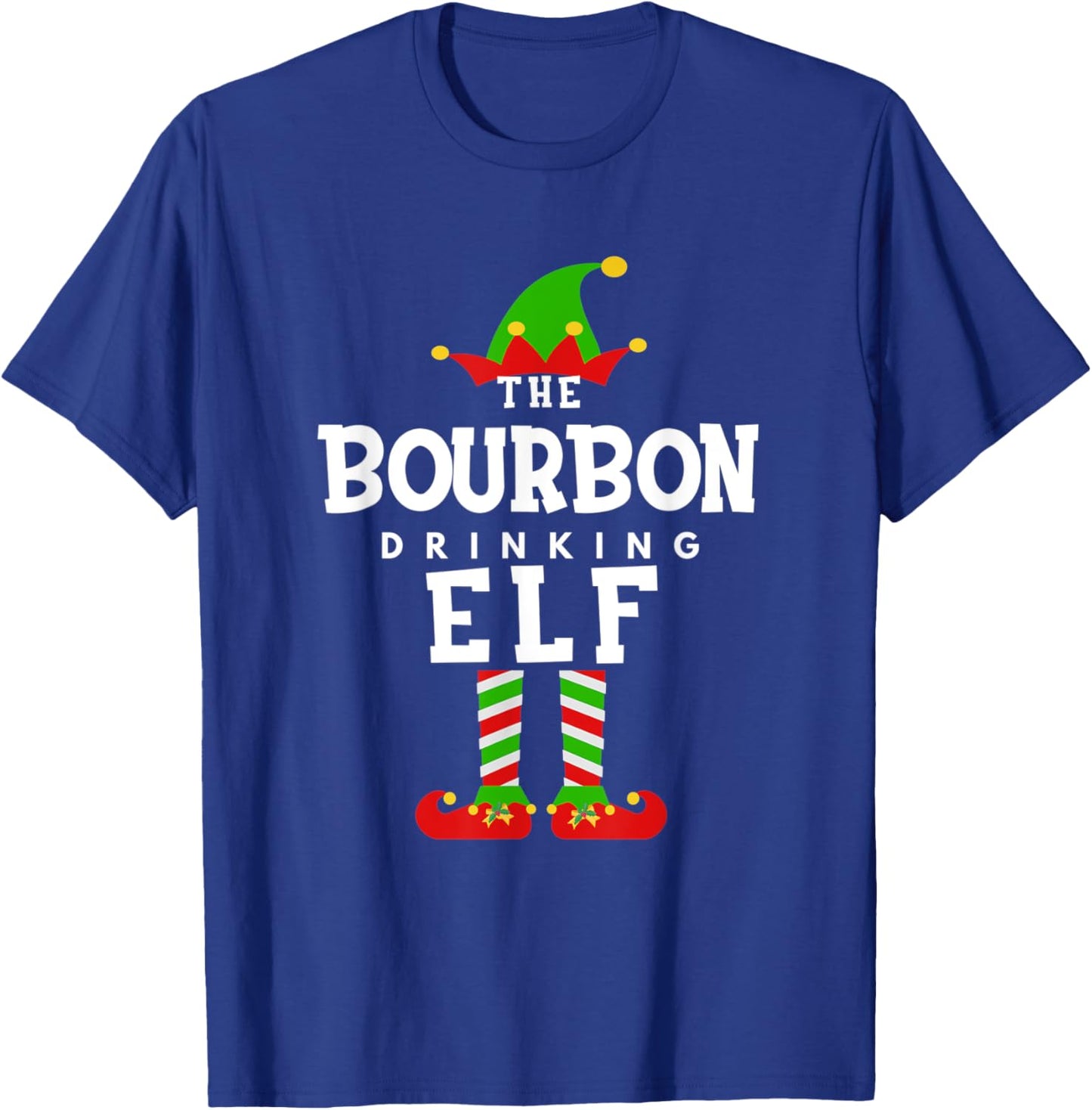 The Bourbon Drinking Elf Costume Christmas Morning Matching T-Shirt - T-Shirt | Royal