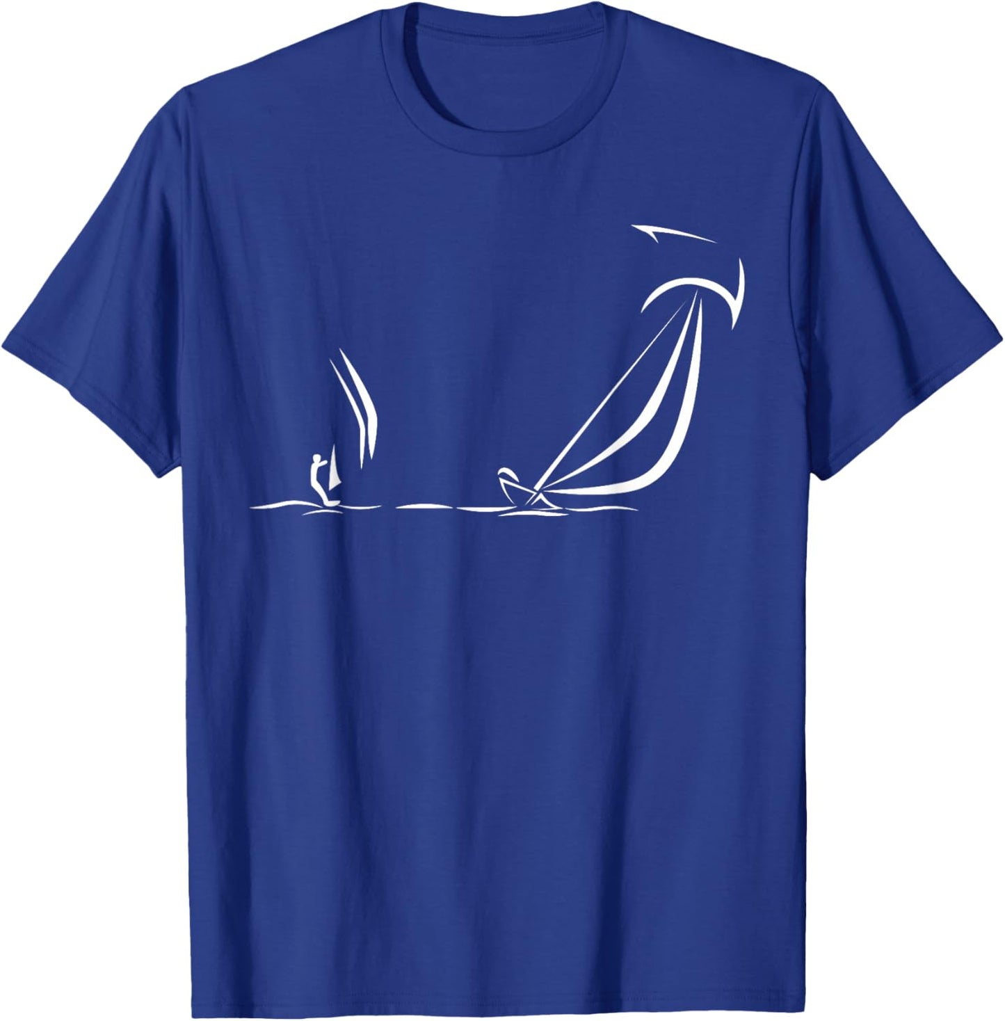 Sailor Sail Boating - Simple Line Drawing Sailboat Sailing T-Shirt - T-Shirt | Royal