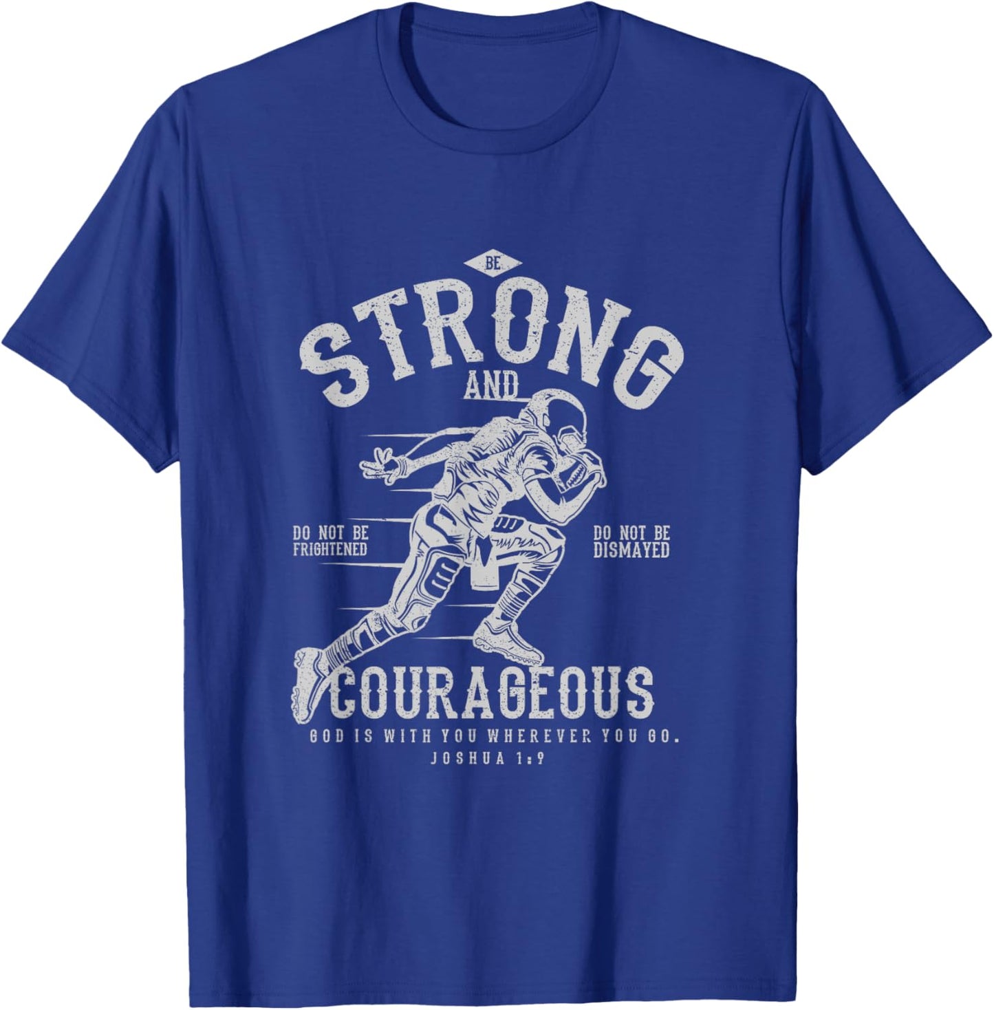 Faith Apparel Christian Football - Women's, Black, Small, Short Sleeve, Classic Fit, Collarless, Modern, Motivation, Football, Joshua 1:9 T-Shirt - T-Shirt | Royal