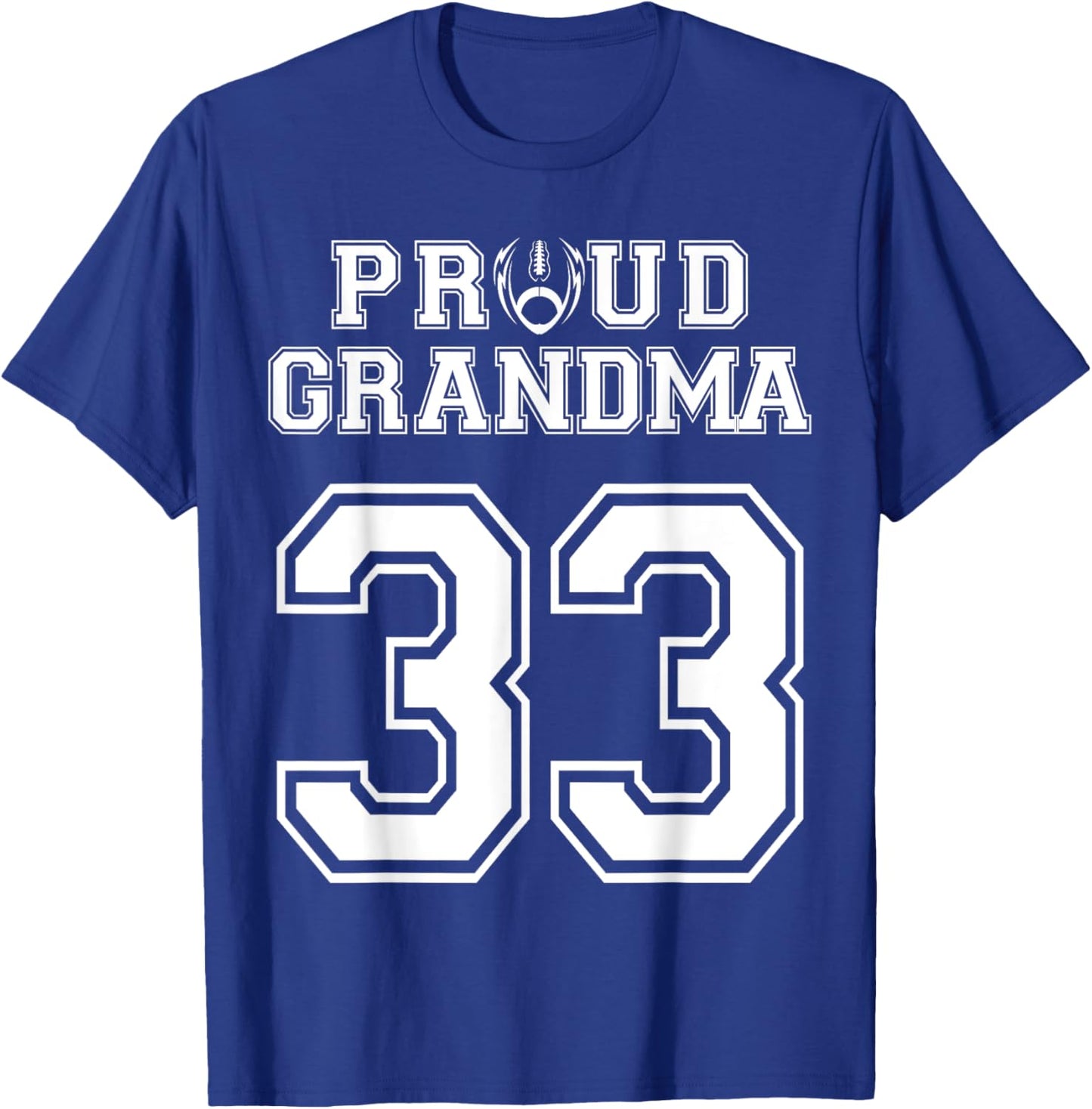 Custom Proud Football Grandma Number 33 Personalized Women T-Shirt - T-Shirt | Royal