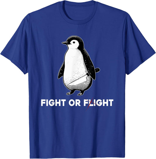 Cute Penguins Classic Fights Funny Animal Lovers Or Flight T-Shirt - T-Shirt | Royal