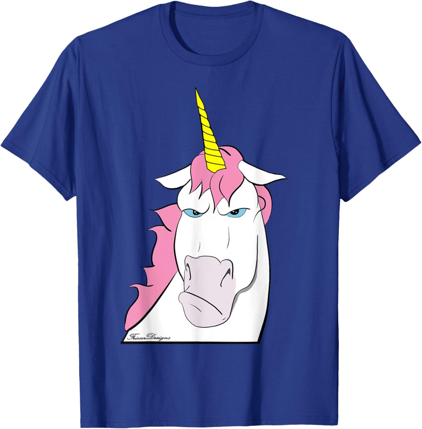 Funny Grumpy Comic Unicorn with Bad Mood T-Shirt - T-Shirt | Royal