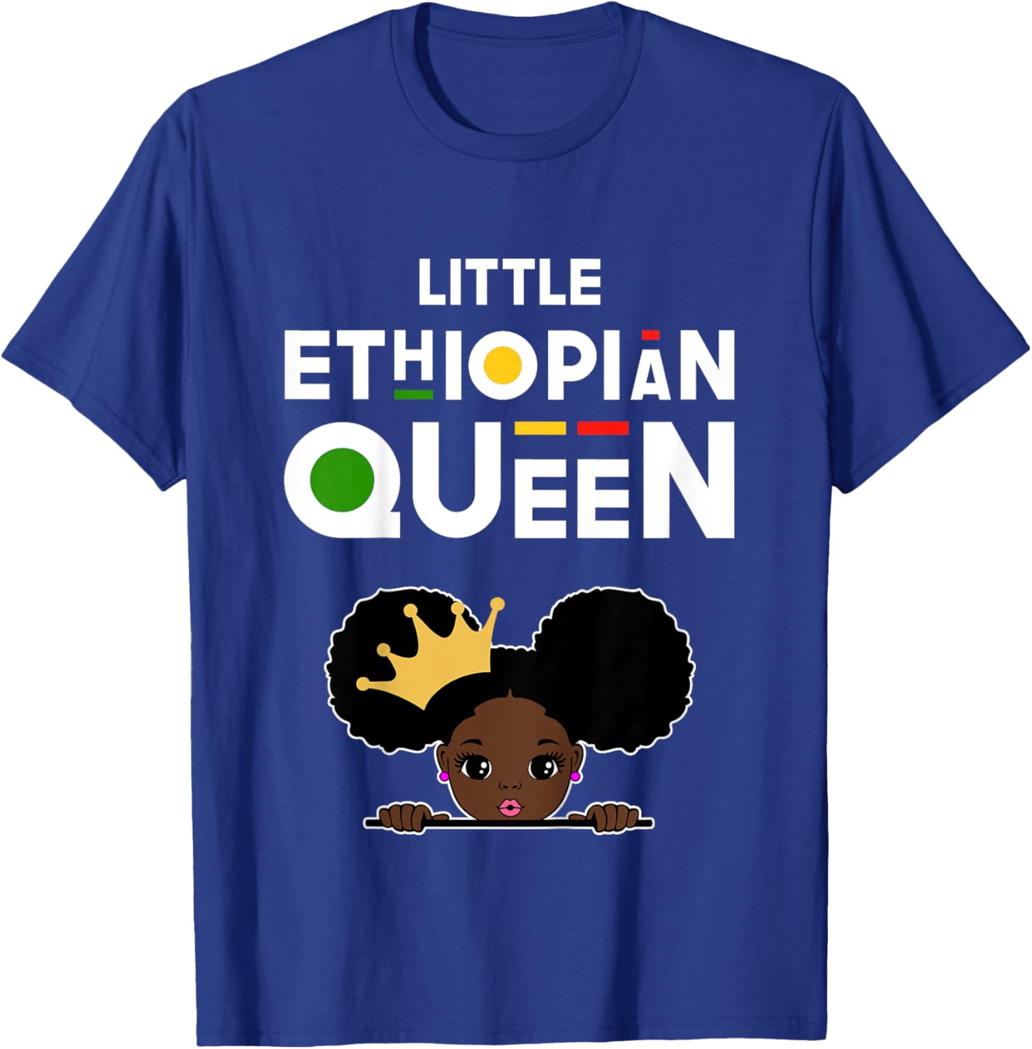 Little Ethiopian Queen Shirt Girls Ethiopian Flag Ethiopia T-Shirt - T-Shirt | Royal