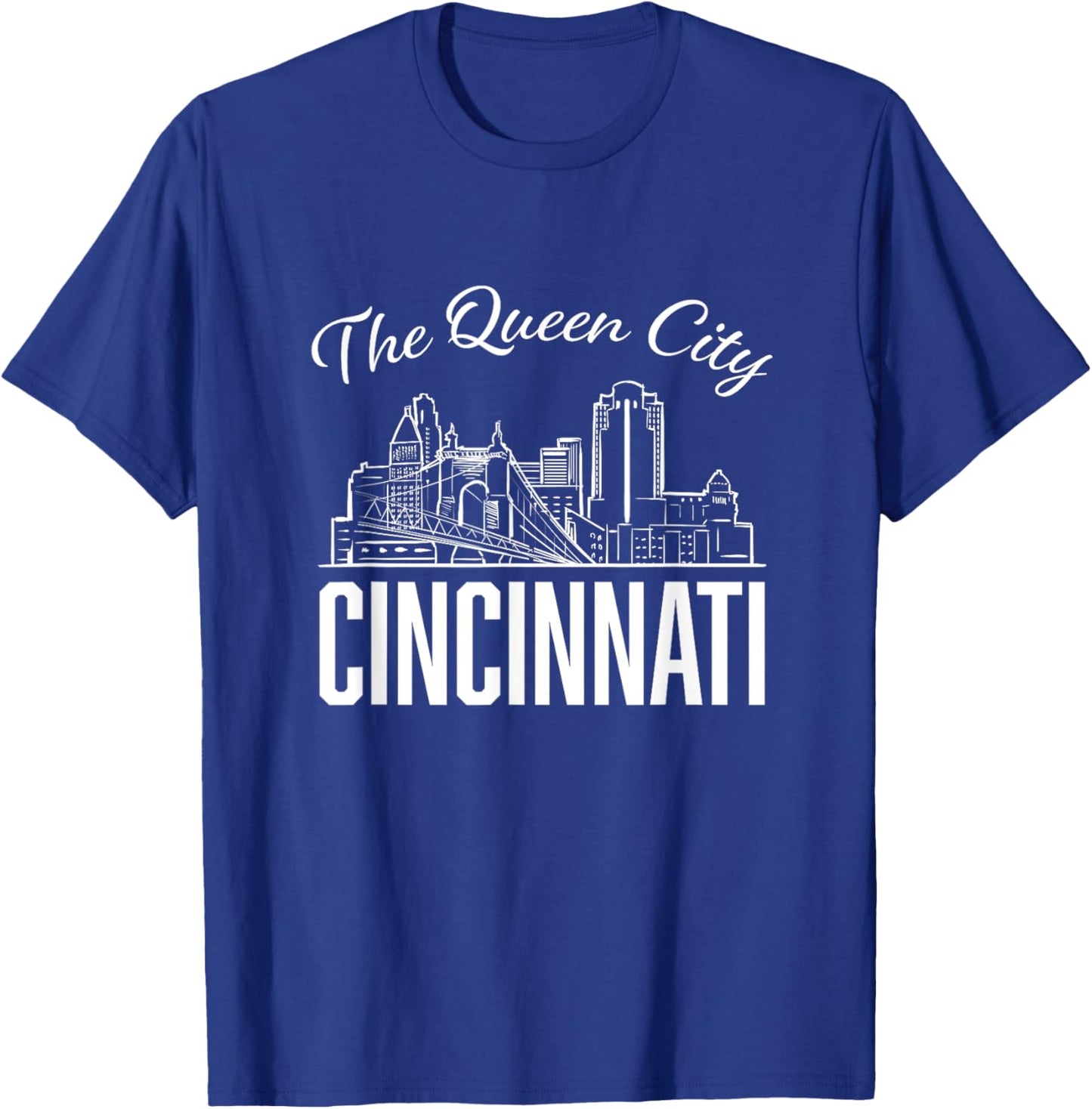 The Queen City Beautiful Cincinnati Ohio City Skyline T-Shirt - T-Shirt | Royal
