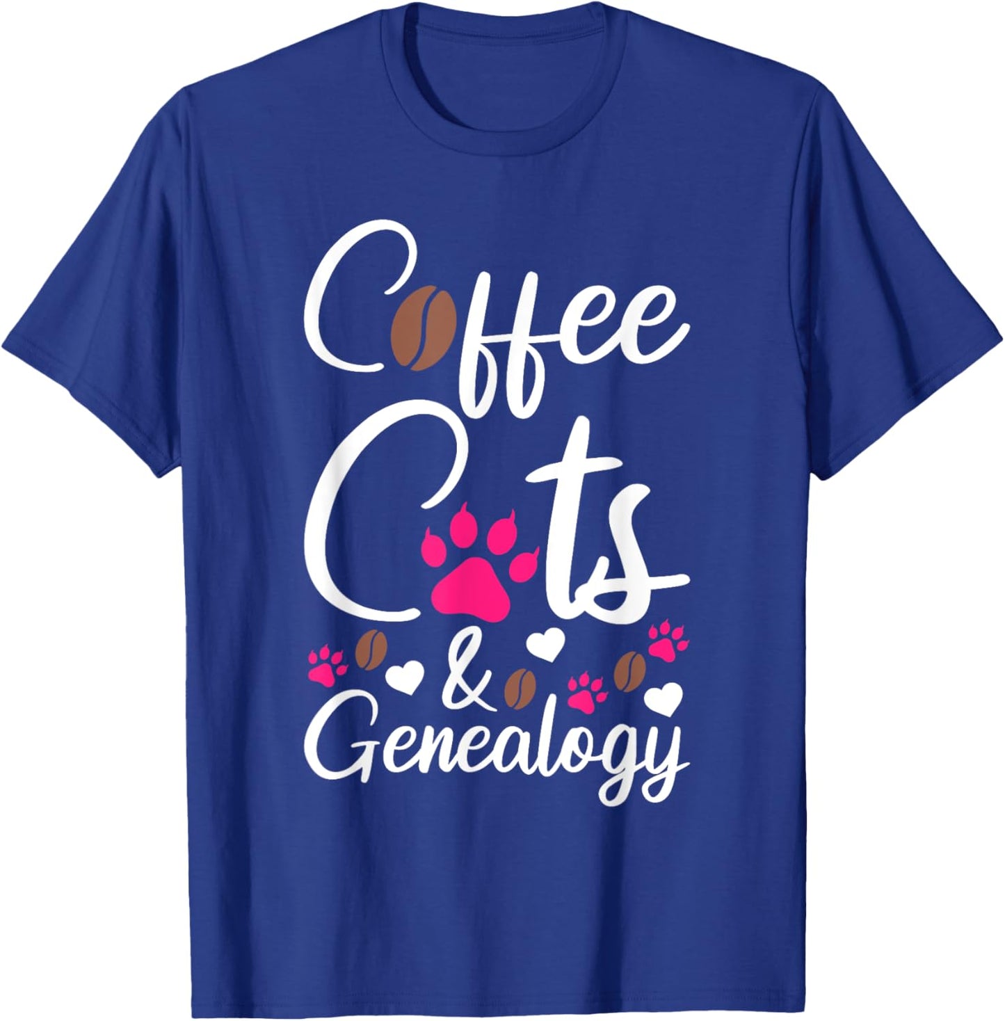 Coffee Cats and Genealogy Ancestry Genealogist T-Shirt - T-Shirt | Royal