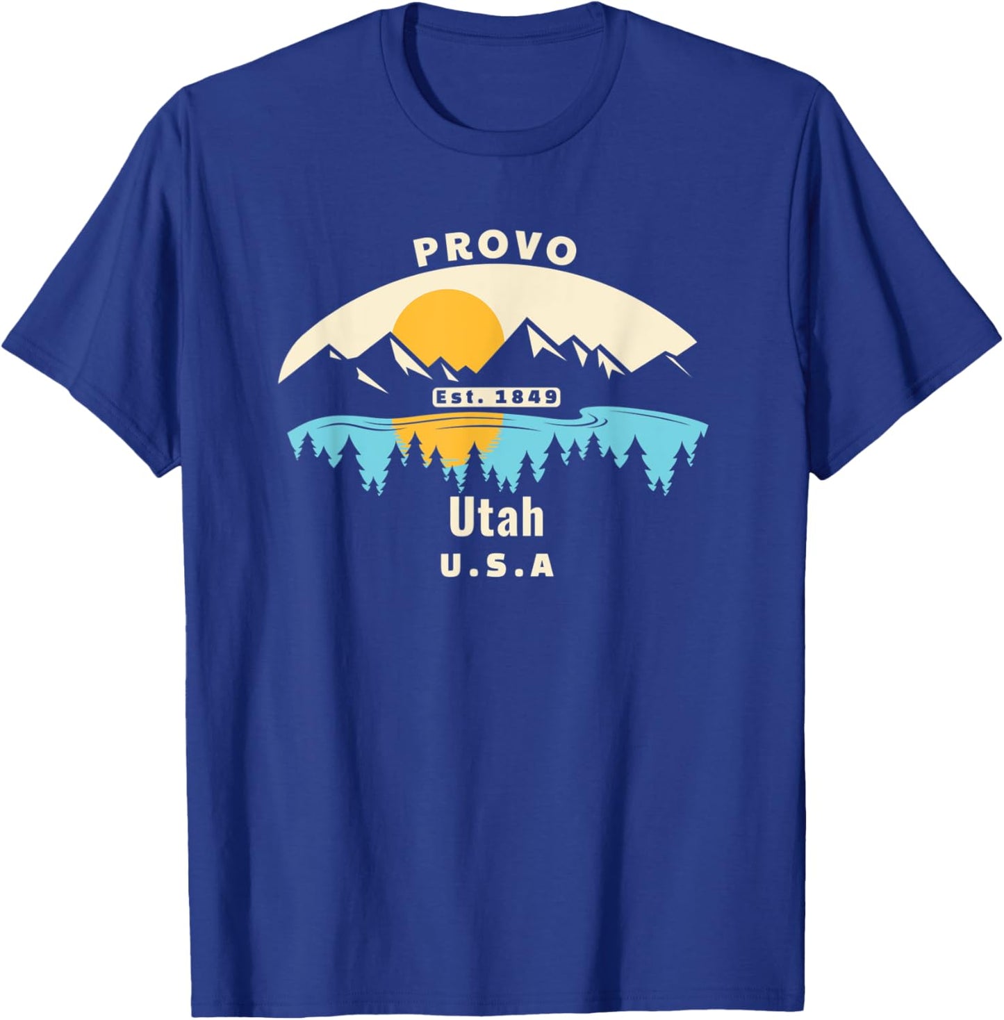 Provo Utah Souvenir Mountain Sunset River T-Shirt - T-Shirt | Royal