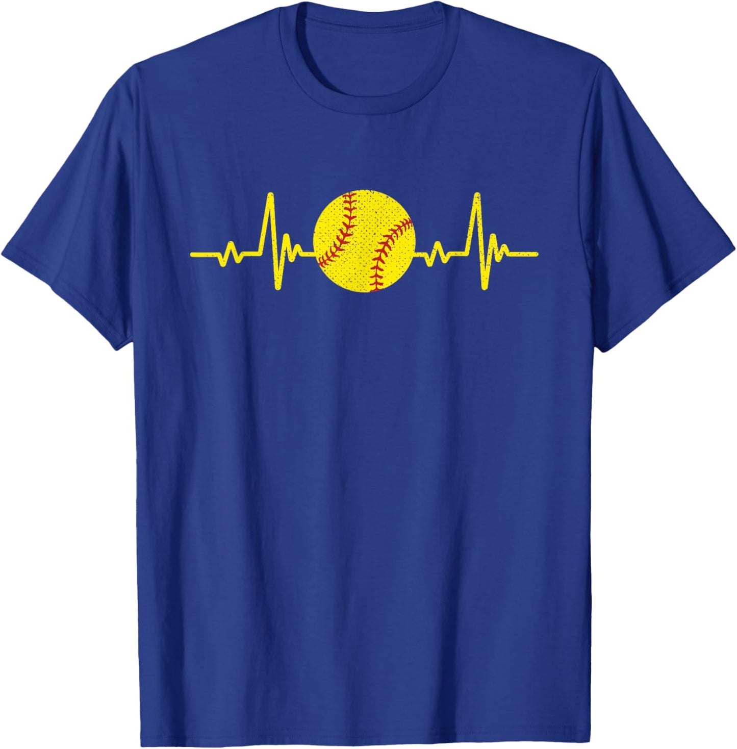 Softball Lover Heartbeat Vintage Retro Softball Player T-Shirt - T-Shirt | Royal