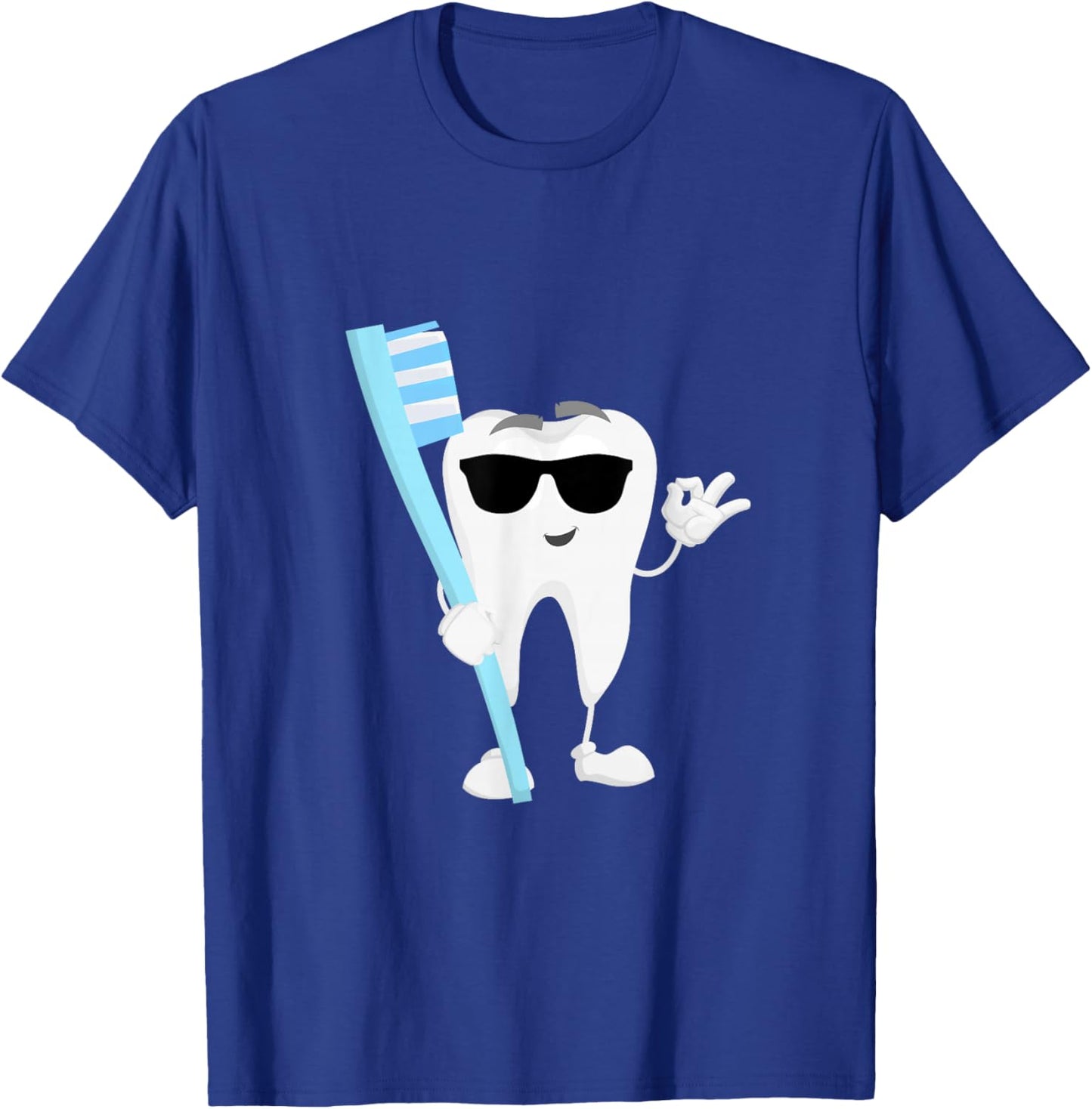 Cartoon Tooth with Sunglasses and Toothbrush Dentist Dental T-Shirt - T-Shirt | Royal