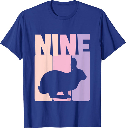 9th Birthday Girl Bunny 9 Years Rabbit Birthday T-Shirt - T-Shirt | Royal