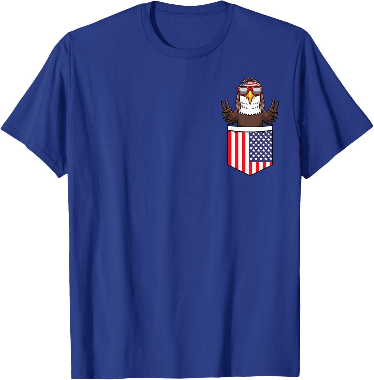 Eagle in Pocket Patriotic Independence Day 4th of July USA T-Shirt - T-Shirt | Royal