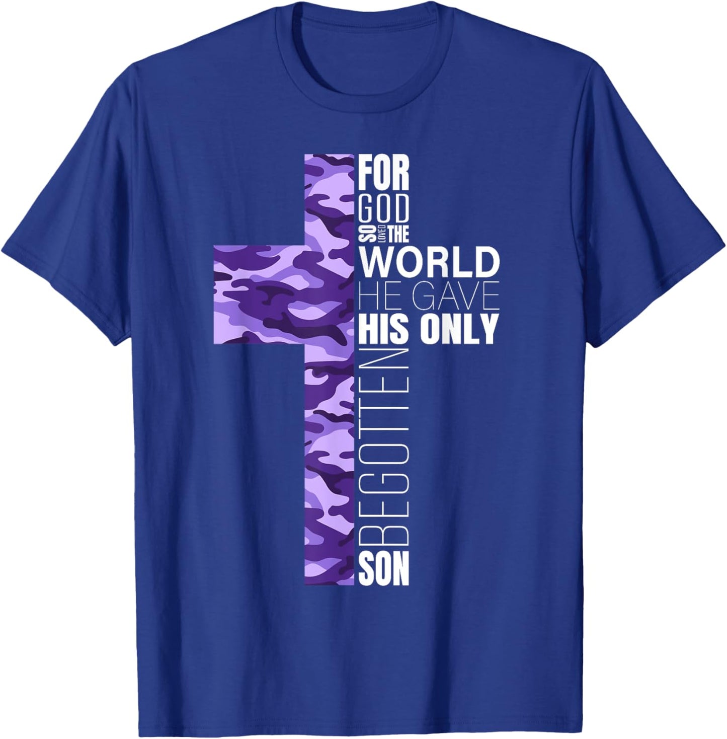 Cute Purple Camo Christian Cross Gifts Women Men Kids Verse T-Shirt - T-Shirt | Royal